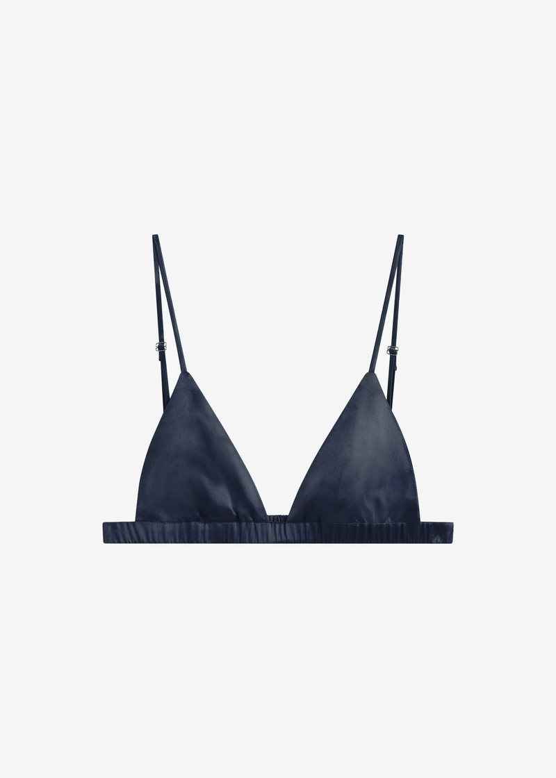 Nina Silk Bralette - Navy - 1