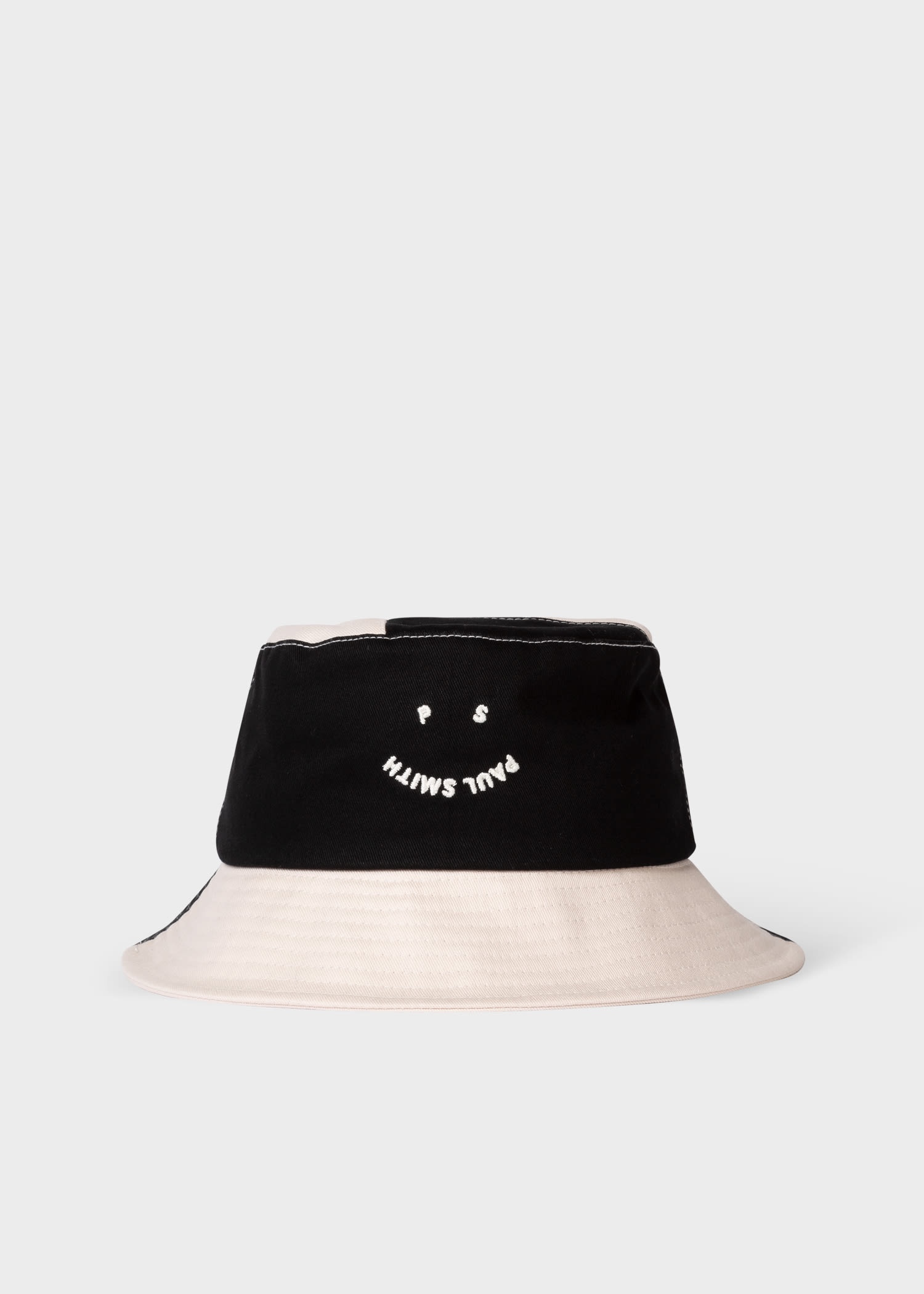 'Happy' Monochrome Patchwork Cotton Bucket Hat - 1