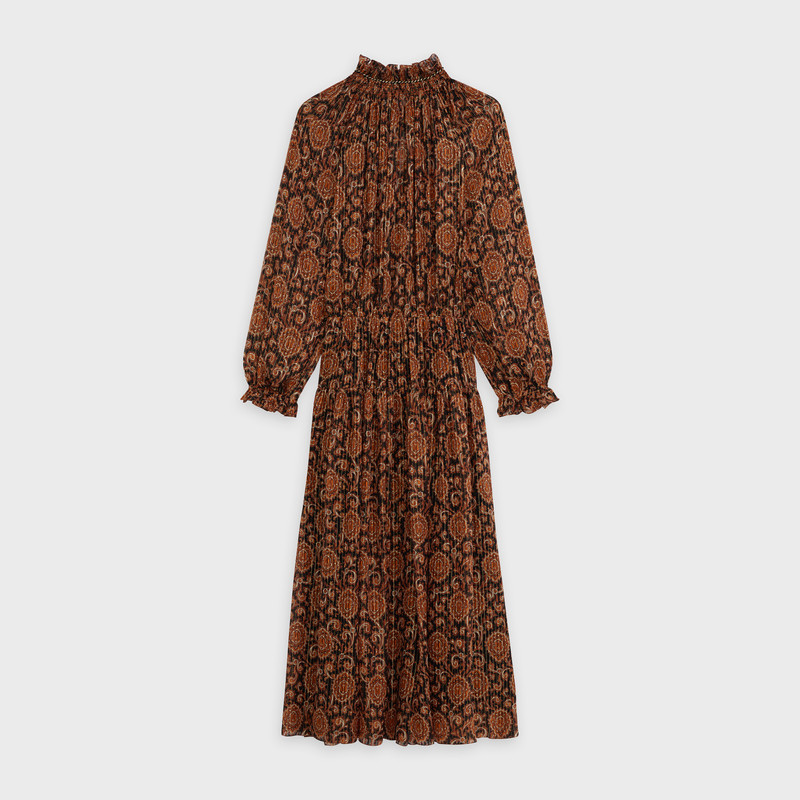 CELINE FOLK DRESS IN PRINTED SILK LAMÉ outlook