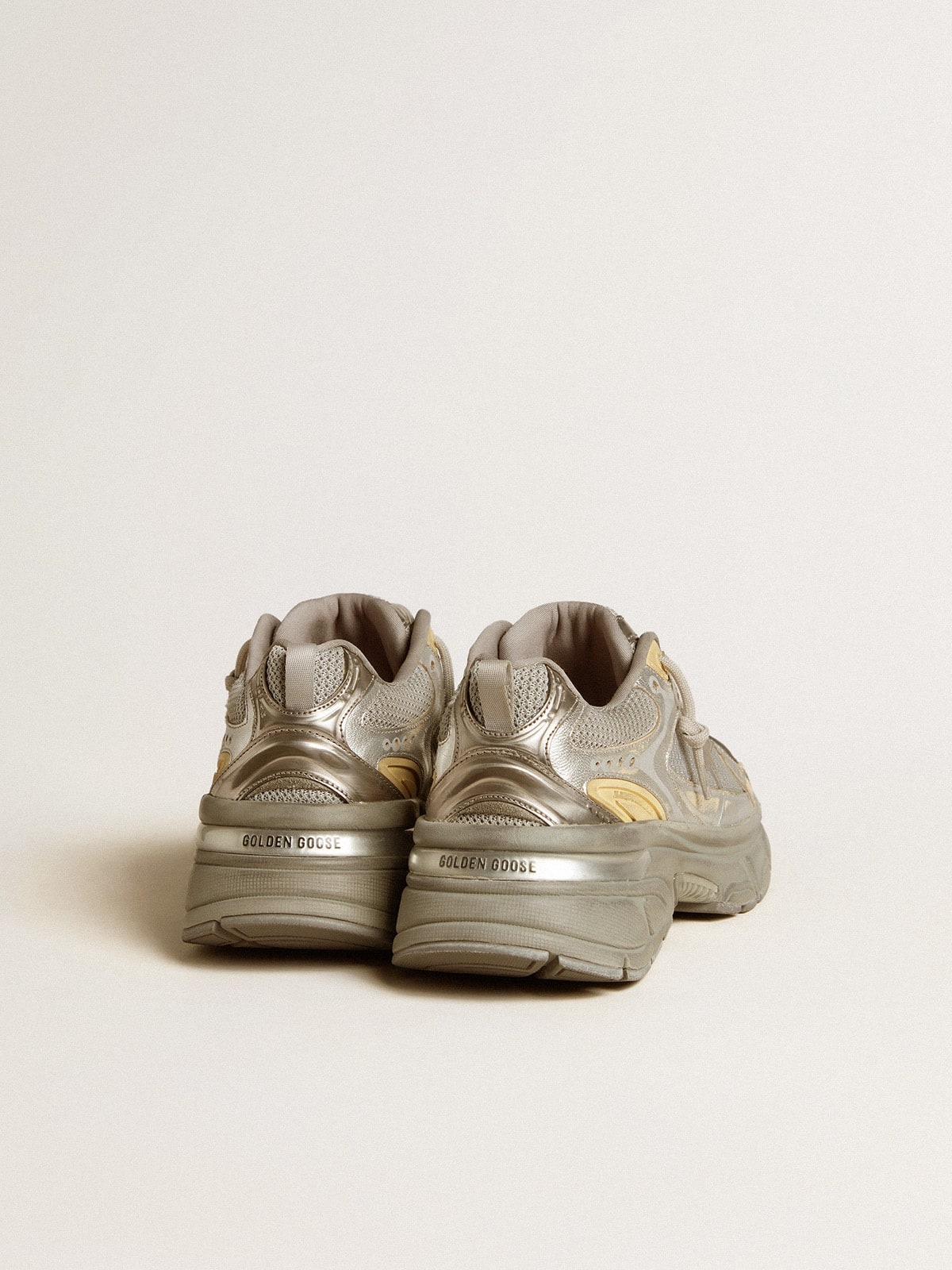 Women’s Lightstar in metallic leather and silver mesh with gray star - 4