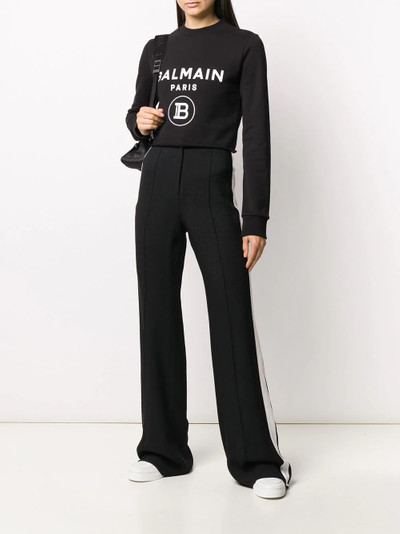 Balmain logo-print cropped sweatshirt outlook