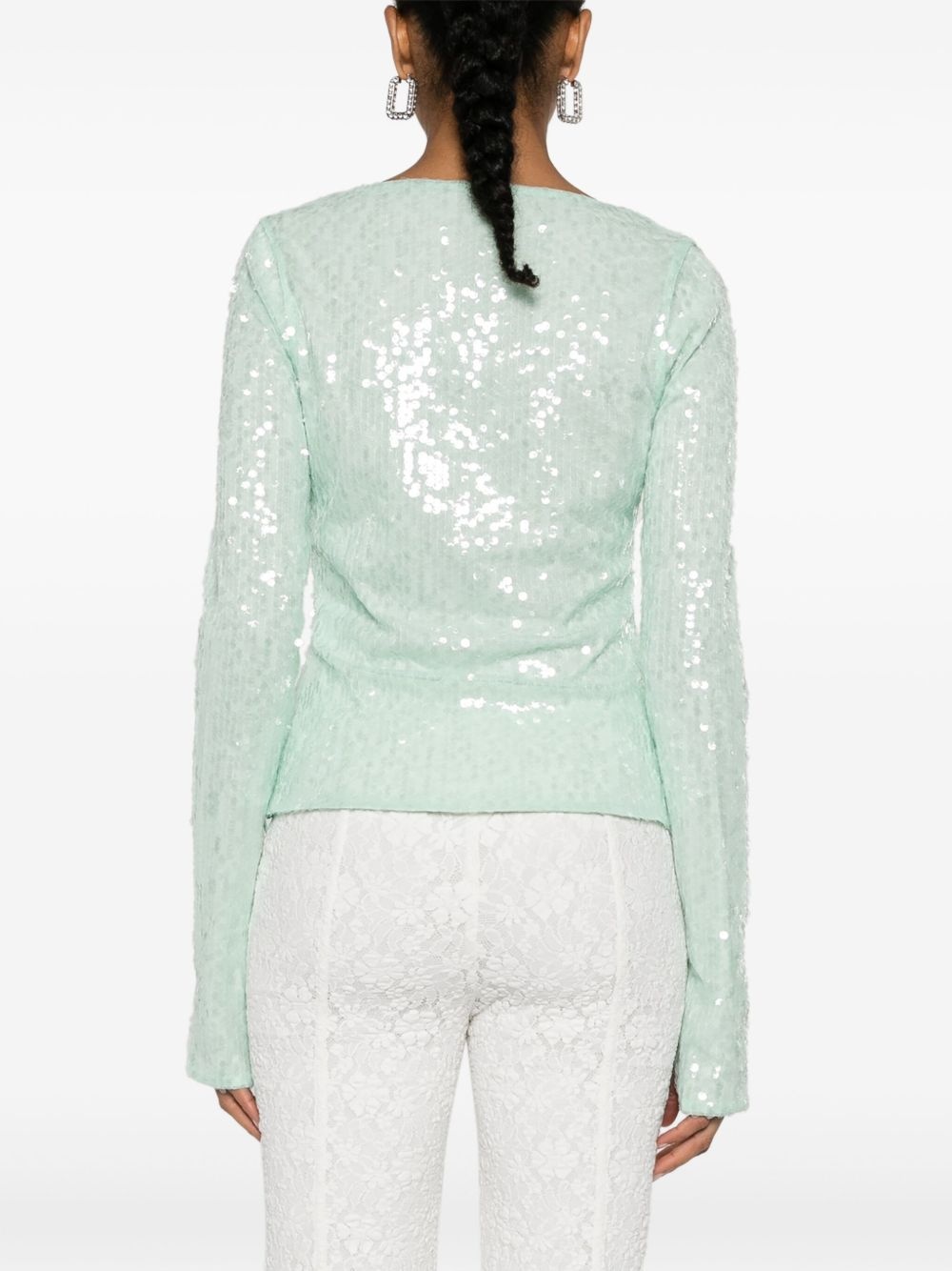 sequinned mesh longleeved T-shirt - 4