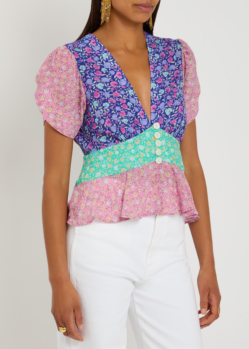 RIXO Rixo Reine Shell Pansy Chiffon Blouse outlook
