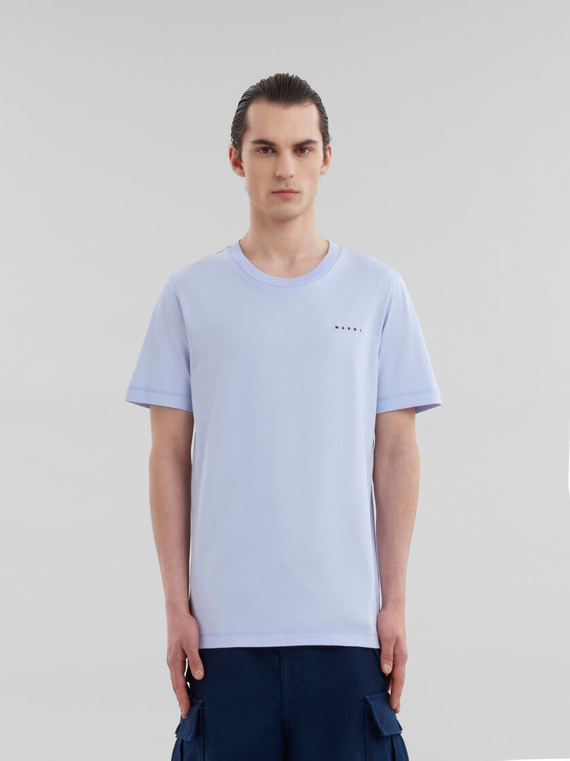 Marni LIGHT BLUE ORGANIC COTTON T-SHIRT WITH MINI MARNI LOGO outlook