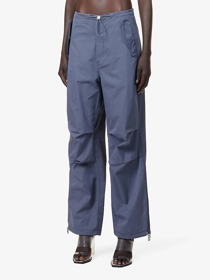 Parachute wide-leg mid-rise cotton-blend trousers - 3