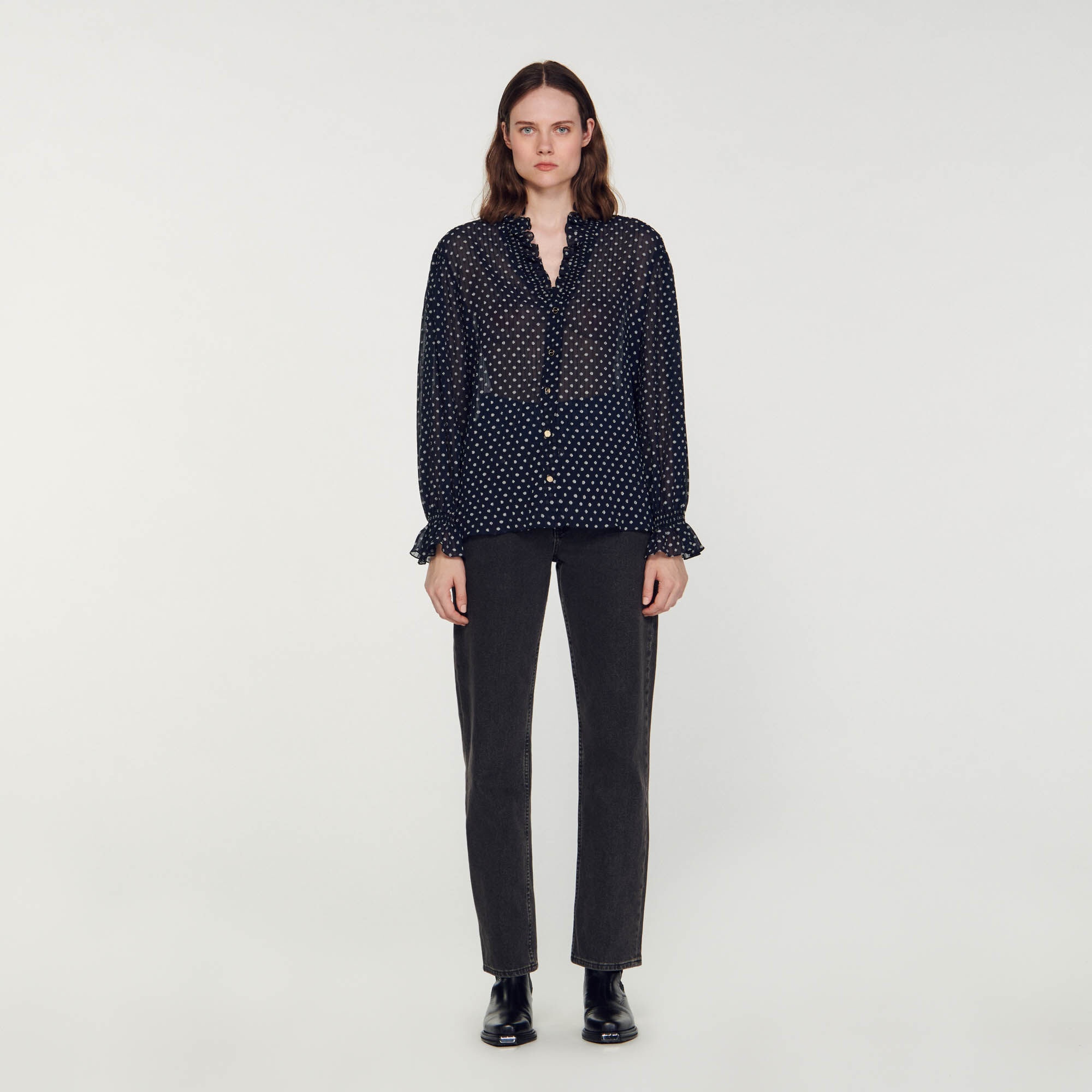 PATTERNED POLKA DOT BLOUSE - 3