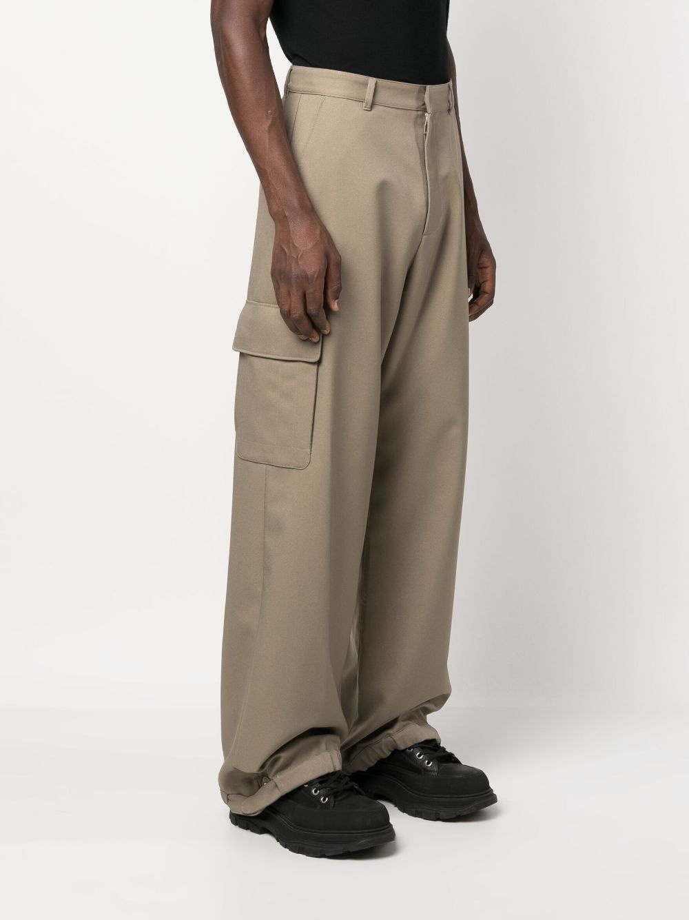 Ow Emb Drill wide-leg cargo trousers - 3