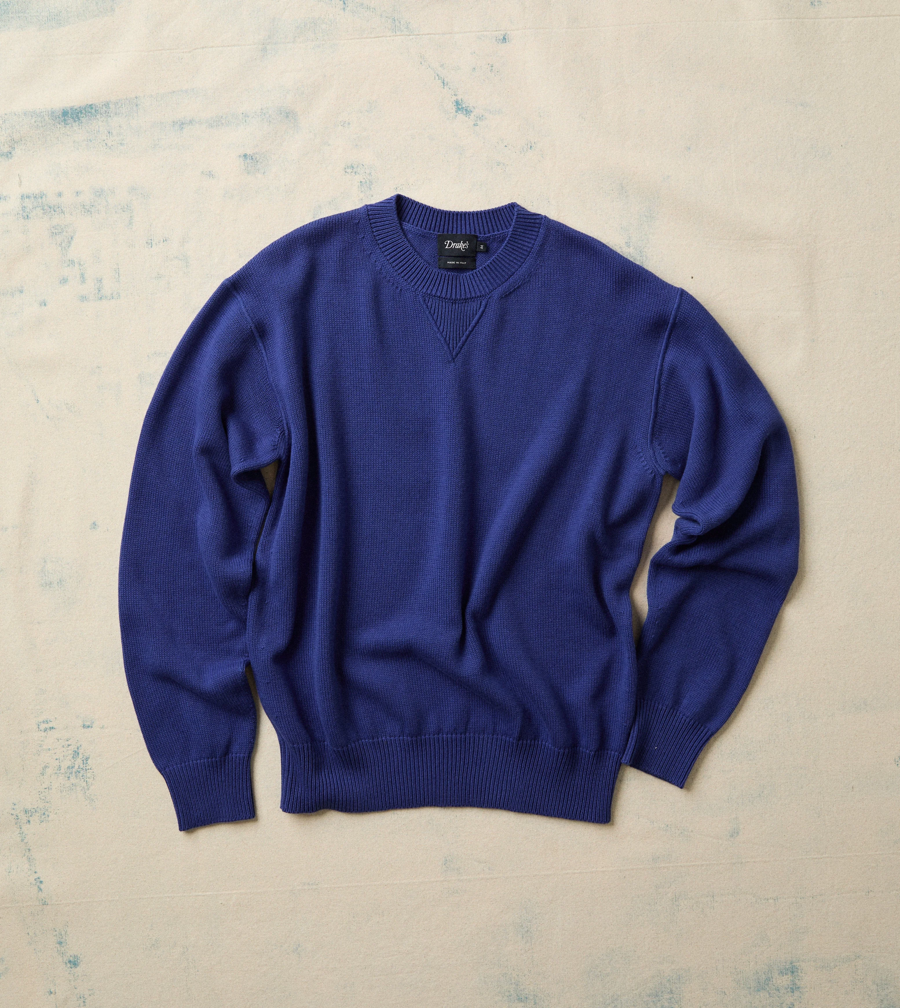 Blue Wool-Cotton Knit Sweatshirt - 1