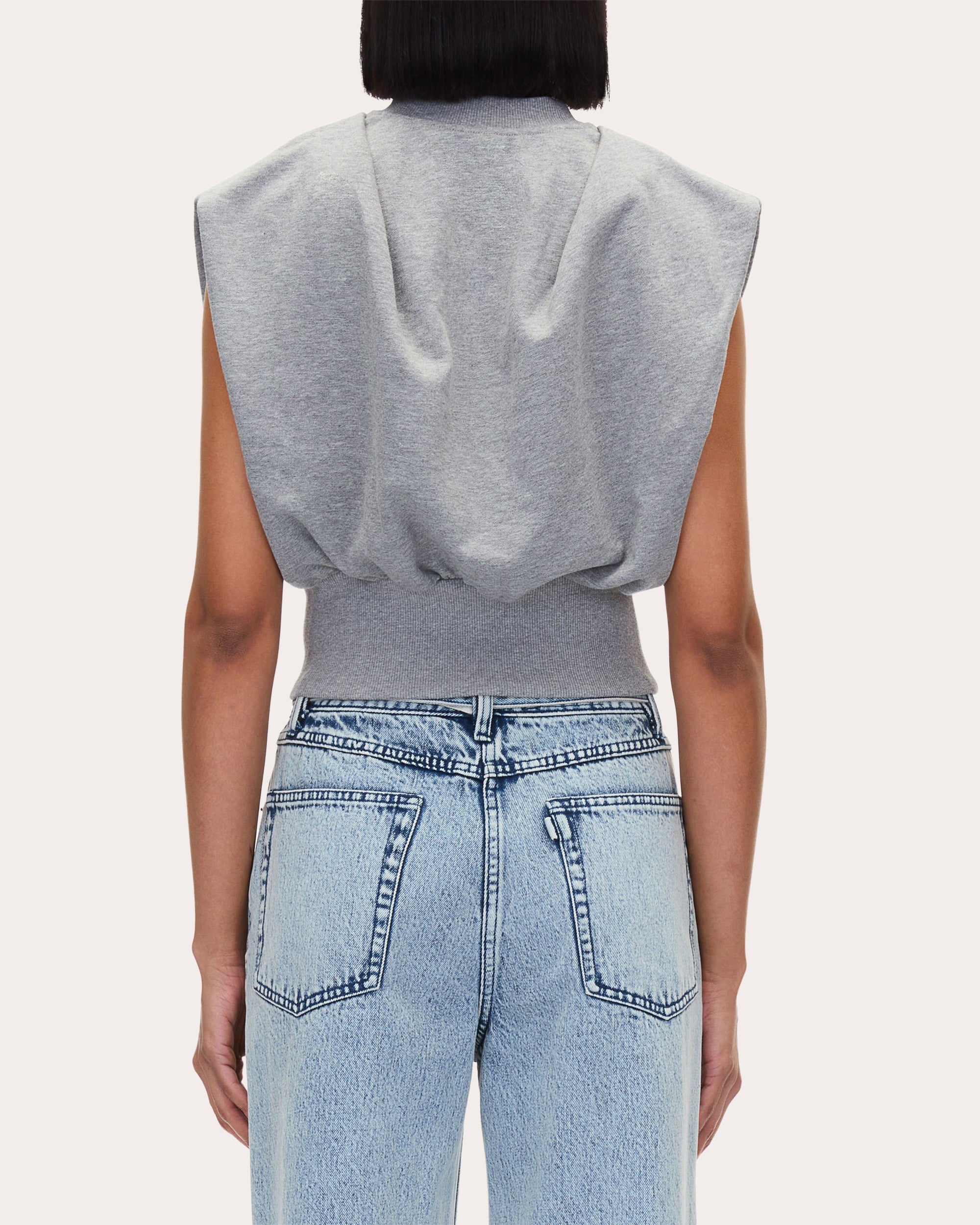 Gathered French Terry Knit Sleeveless Top - 2