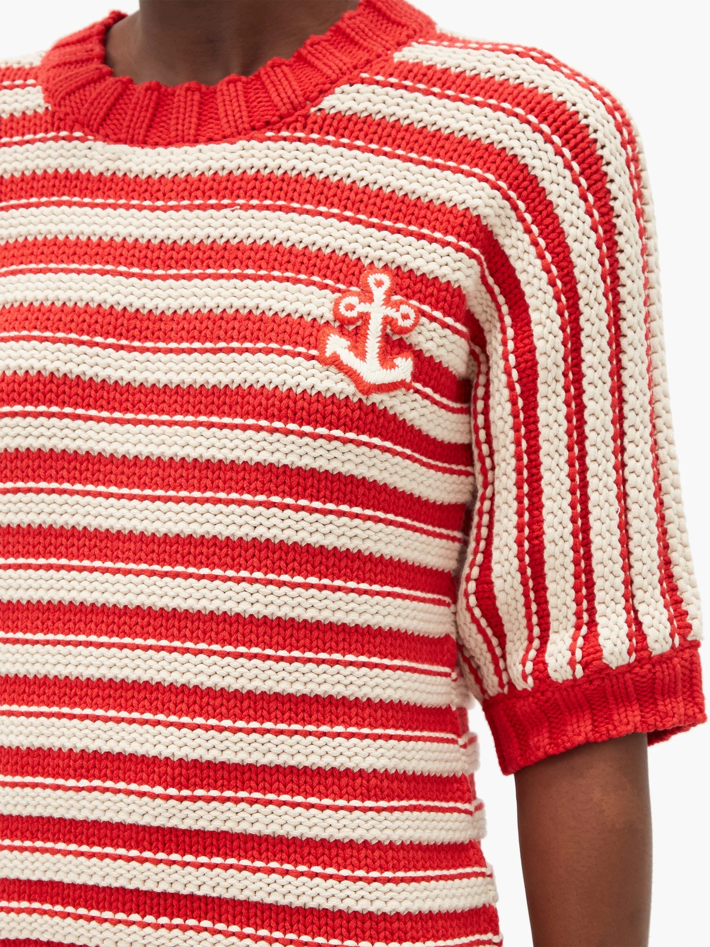 Anchor-patch striped cotton-blend sweater - 3