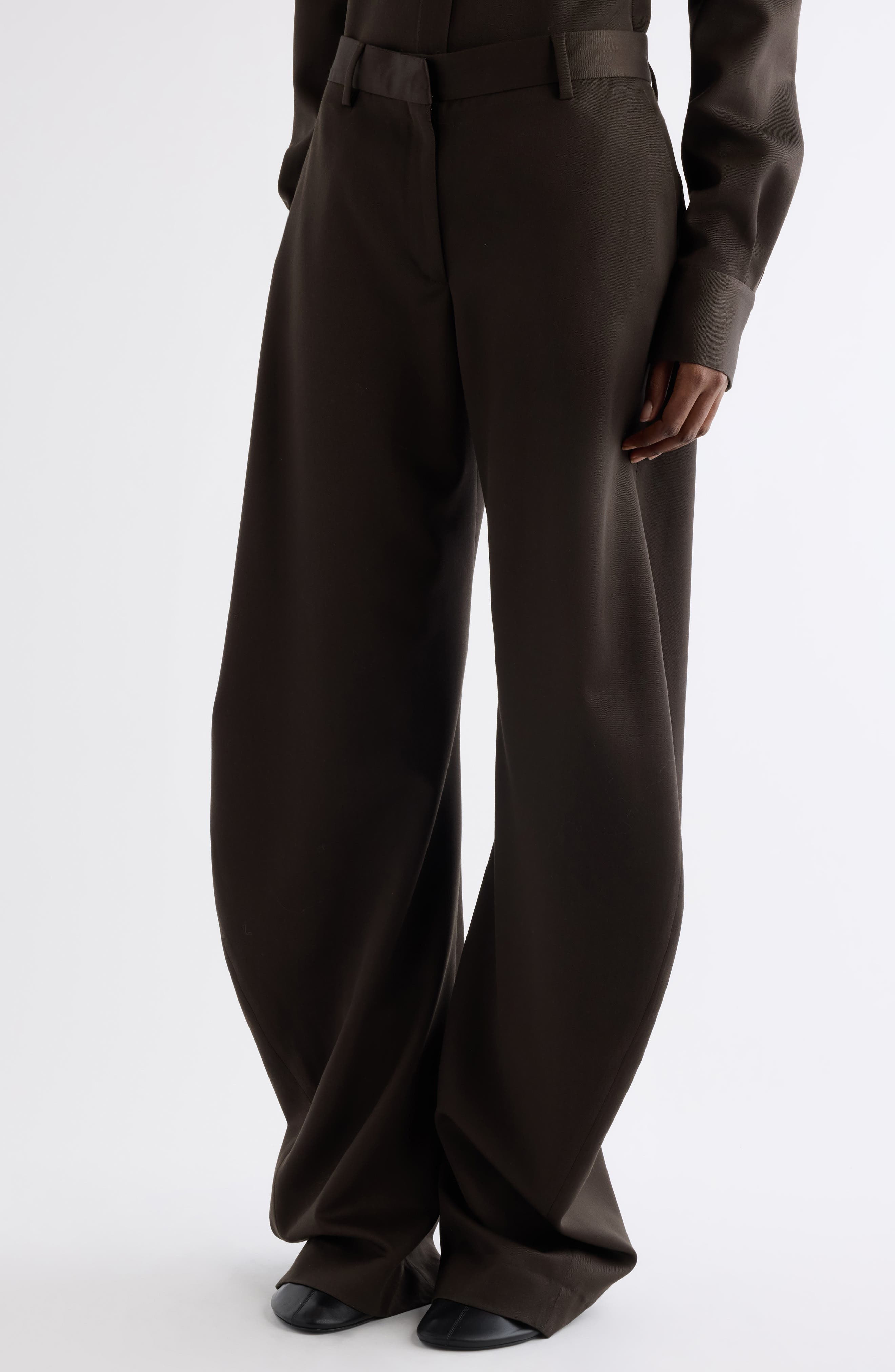 Acne Studios Patty Wool Gabardine Pants in Brown at Nordstrom - 5