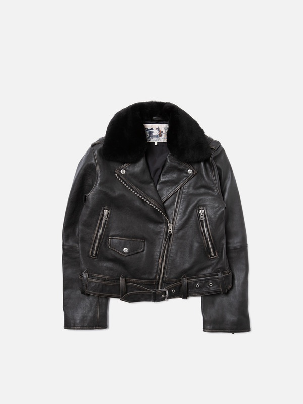 Greta Biker Leather Jacket Black - 5