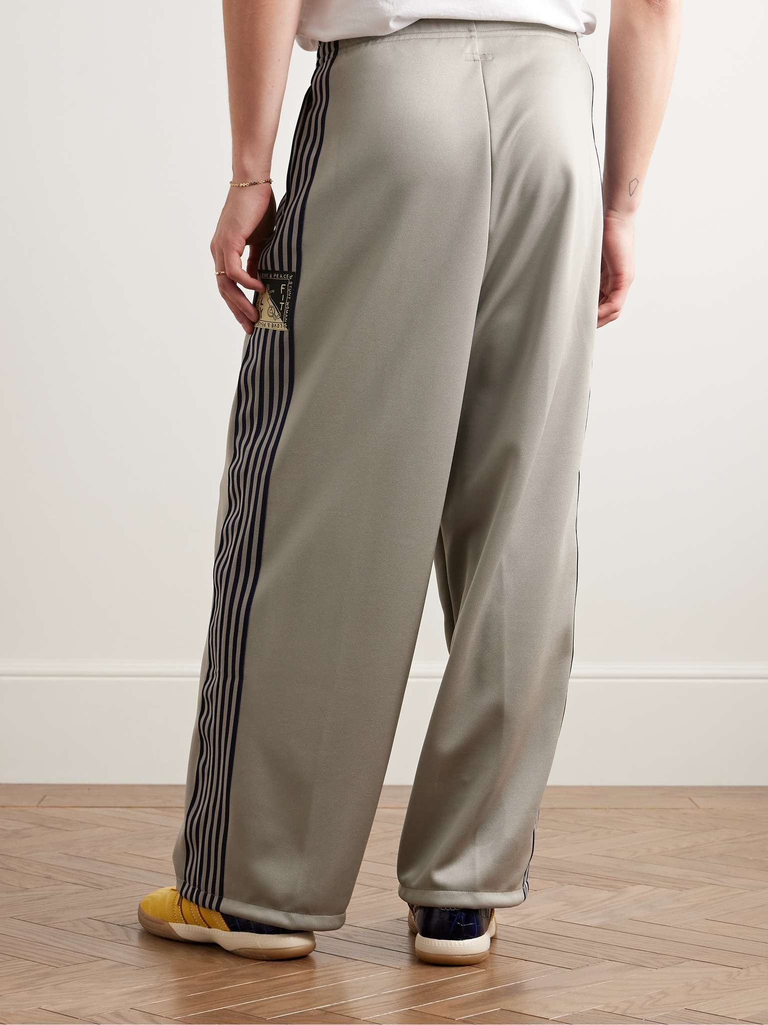 Straight-Leg Pleated Appliquéd Striped Tech-Jersey Track Pants - 4