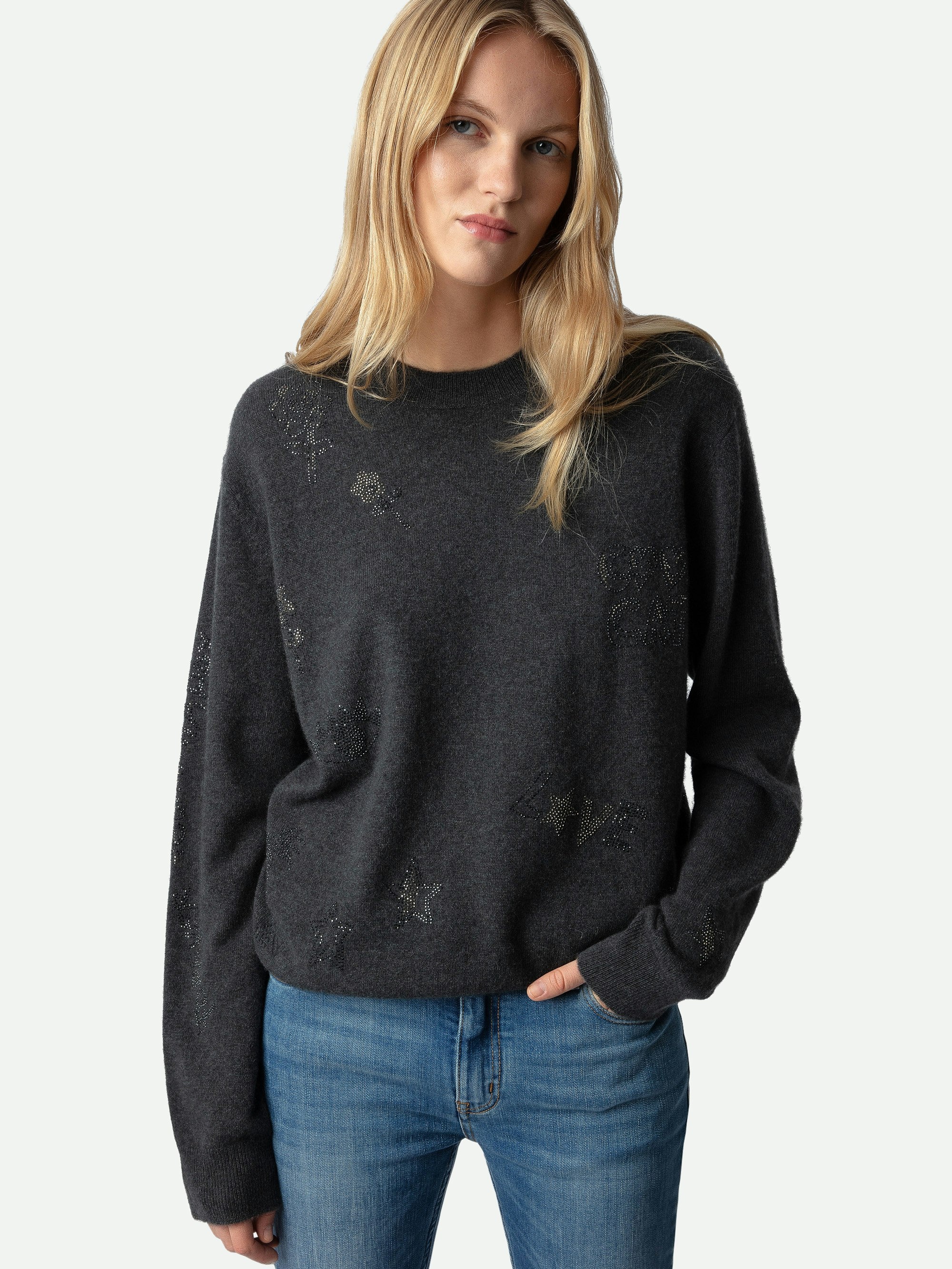 Pravis Cashmere Diamanté Sweater - 5