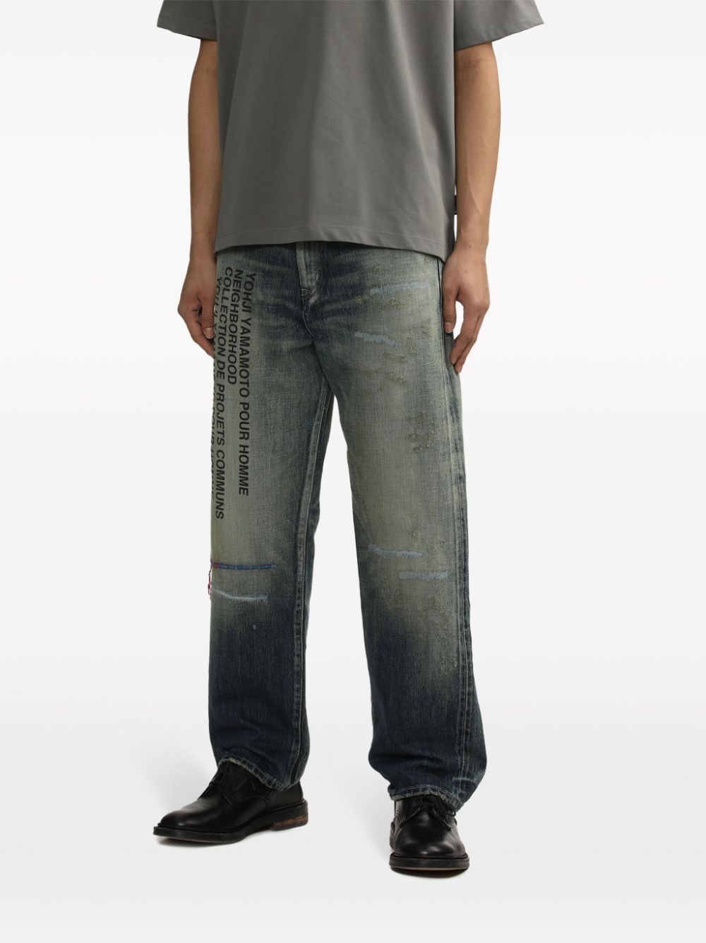 slogan-print straight-leg jeans - 3