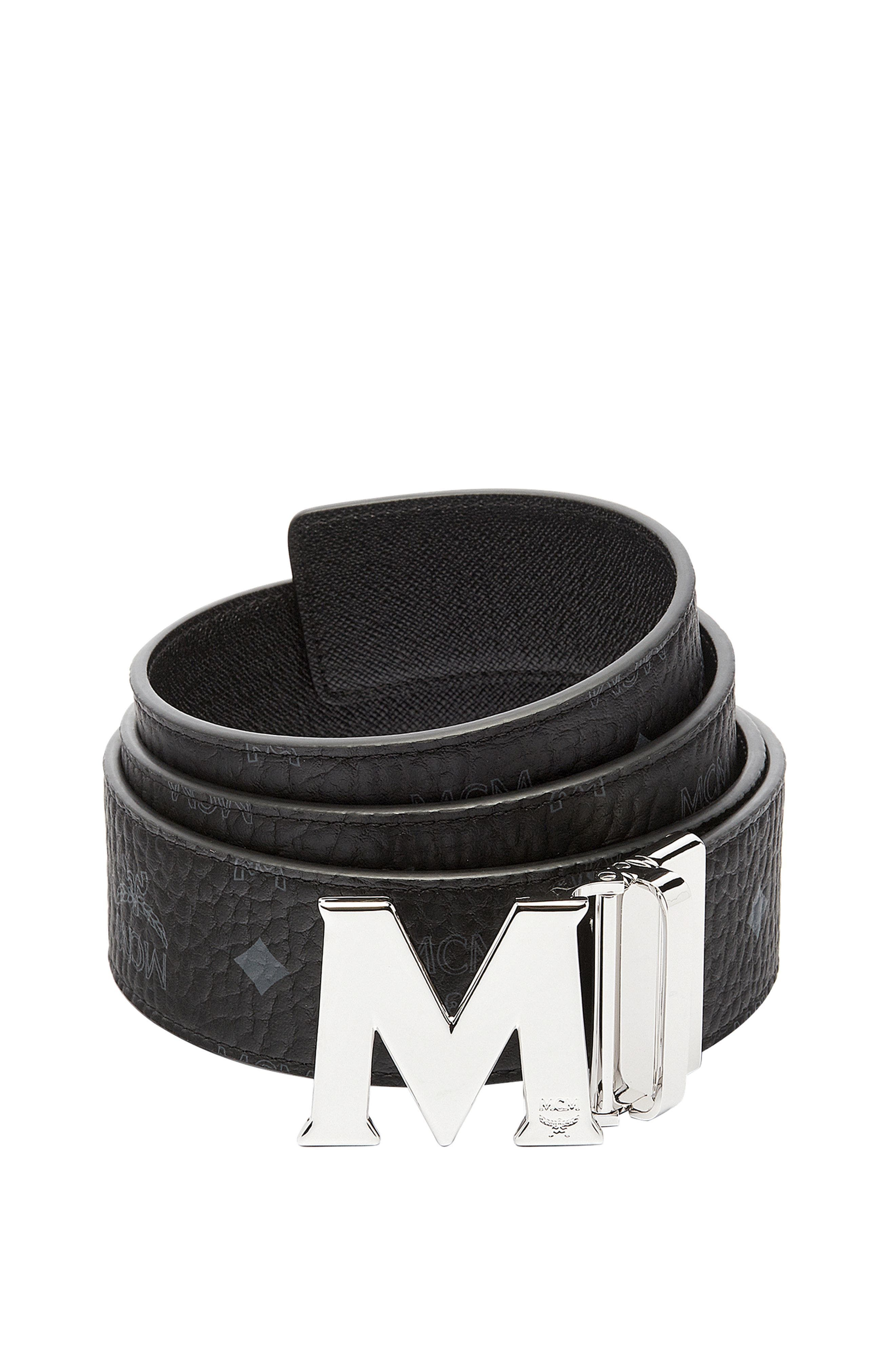 MCM Claus M Reversible Belt 1.75" in Visetos in Black at Nordstrom - 1