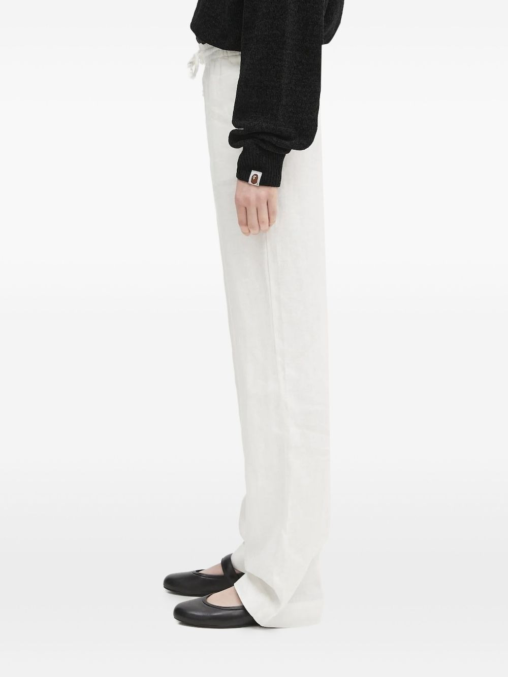 drawstring linen trousers - 2