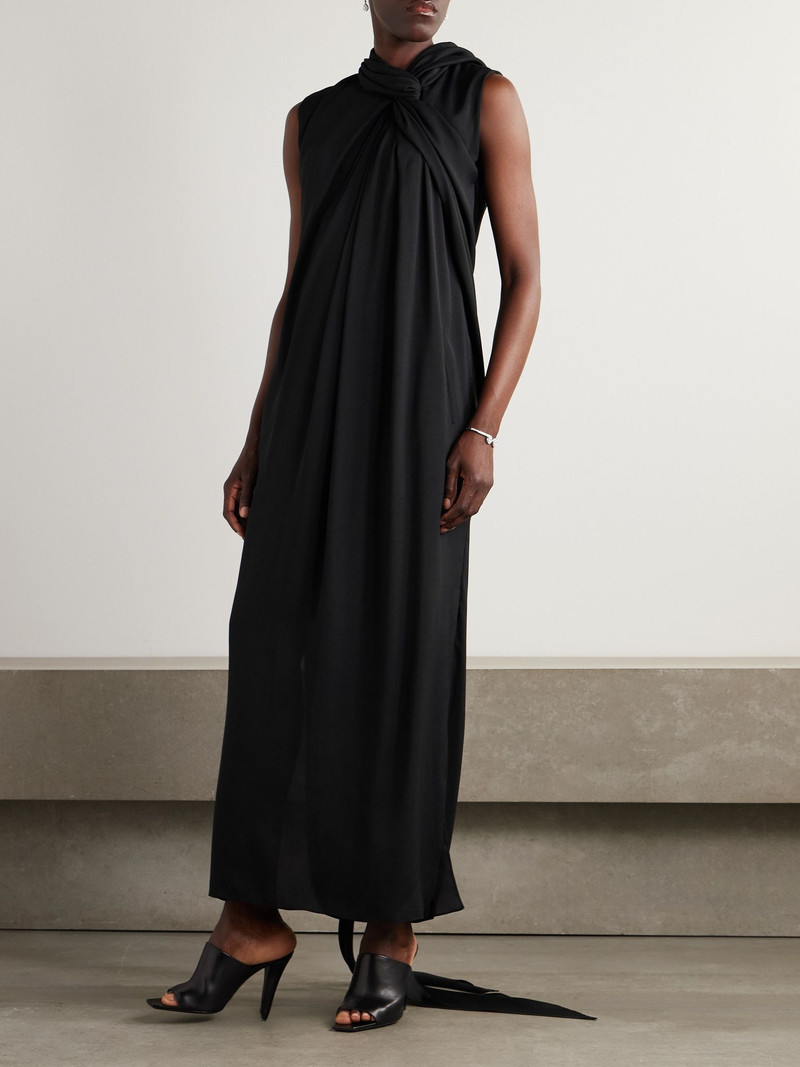 Lanvin Draped crepe de chine maxi dress Black outlook