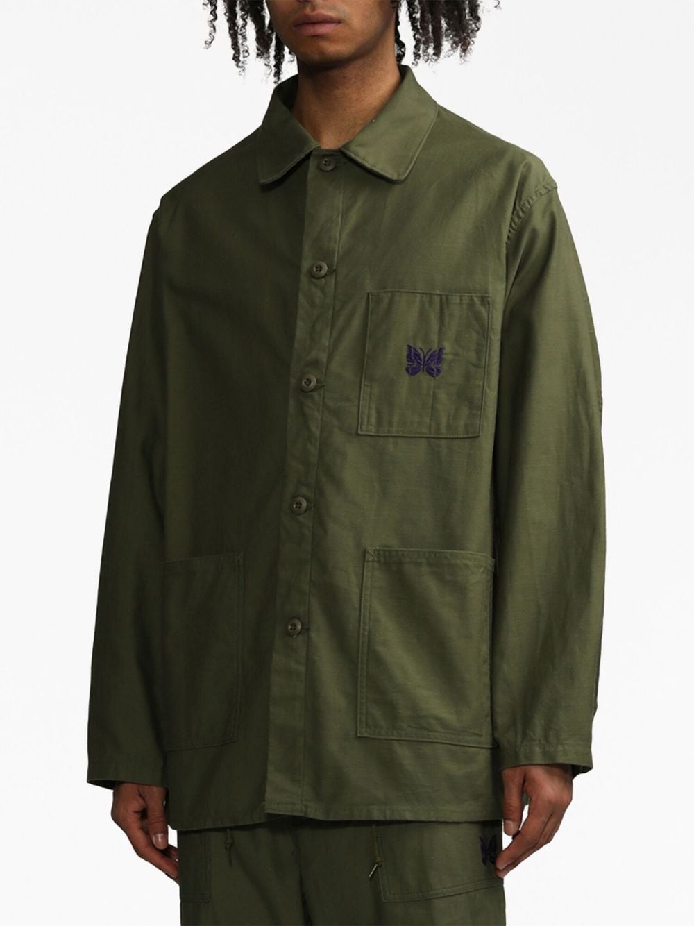 embroidered cotton shirt jacket - 3