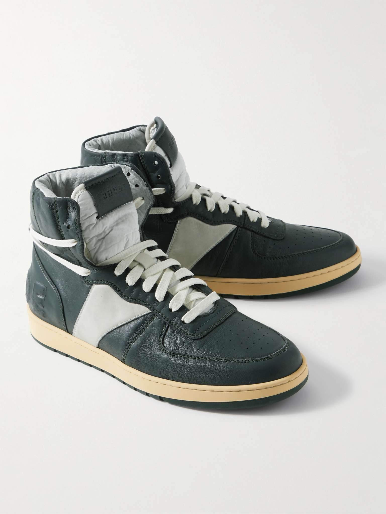 Rhecess Logo-Appliquéd Distressed Leather High-Top Sneakers - 6