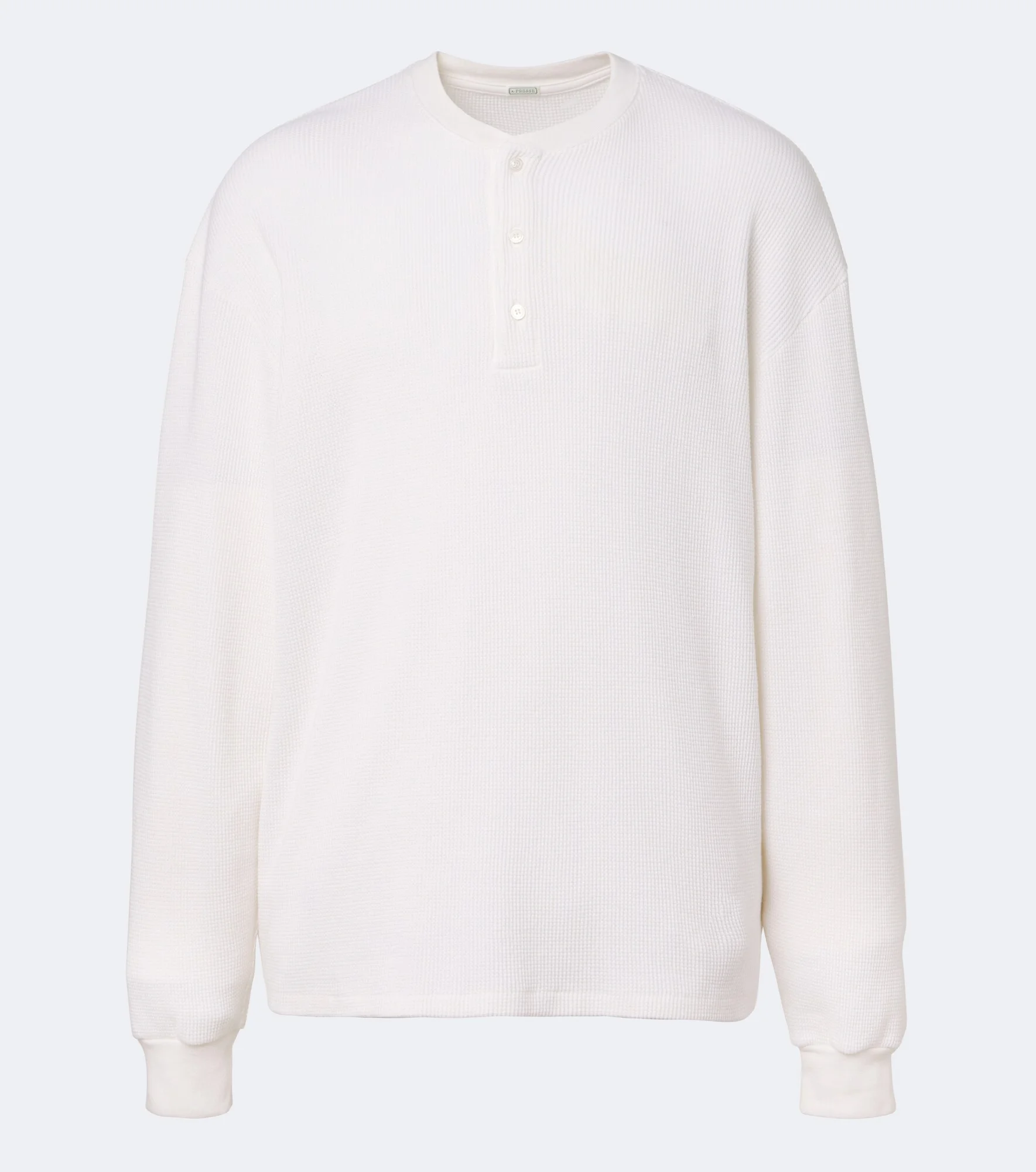 Waffle-knit cotton-blend Henley shirt - 1