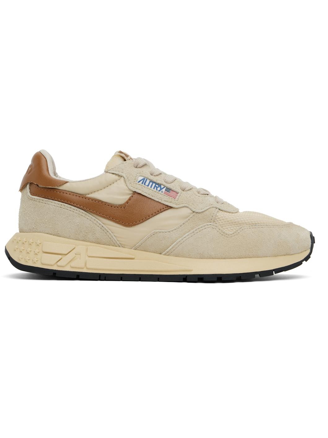 Beige & Brown Reelwind Low Sneakers - 1