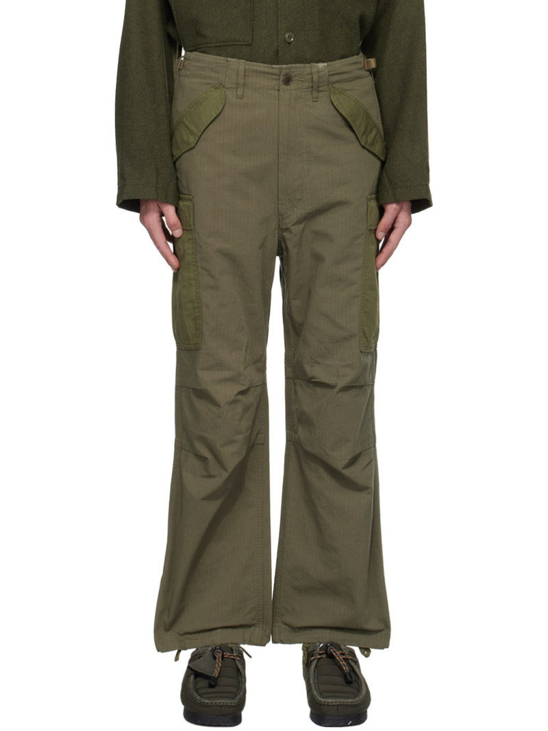 Khaki Pleated Cargo Pants - 1