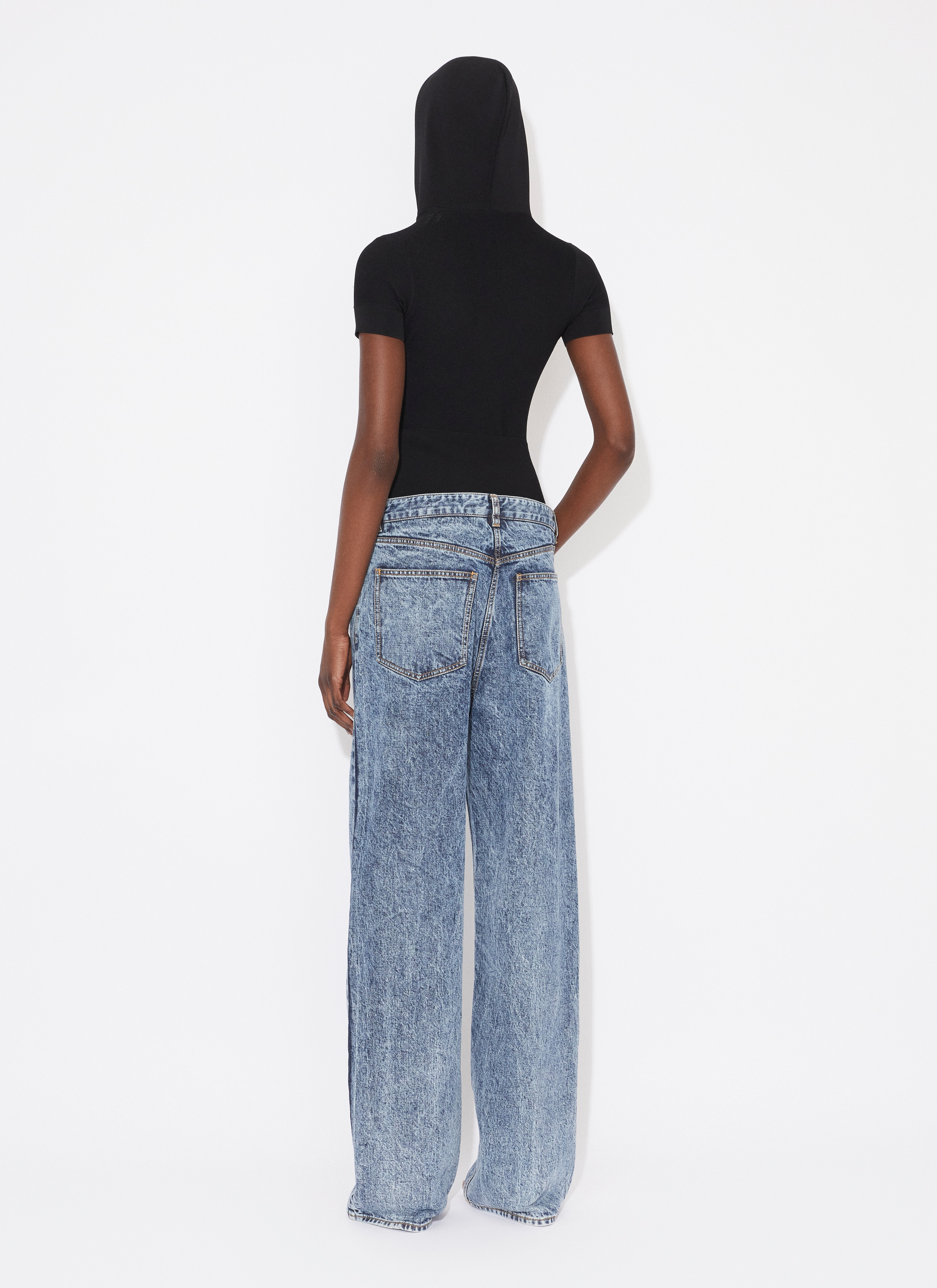 KNIT BAND JEANS IN SNOW DENIM - 3