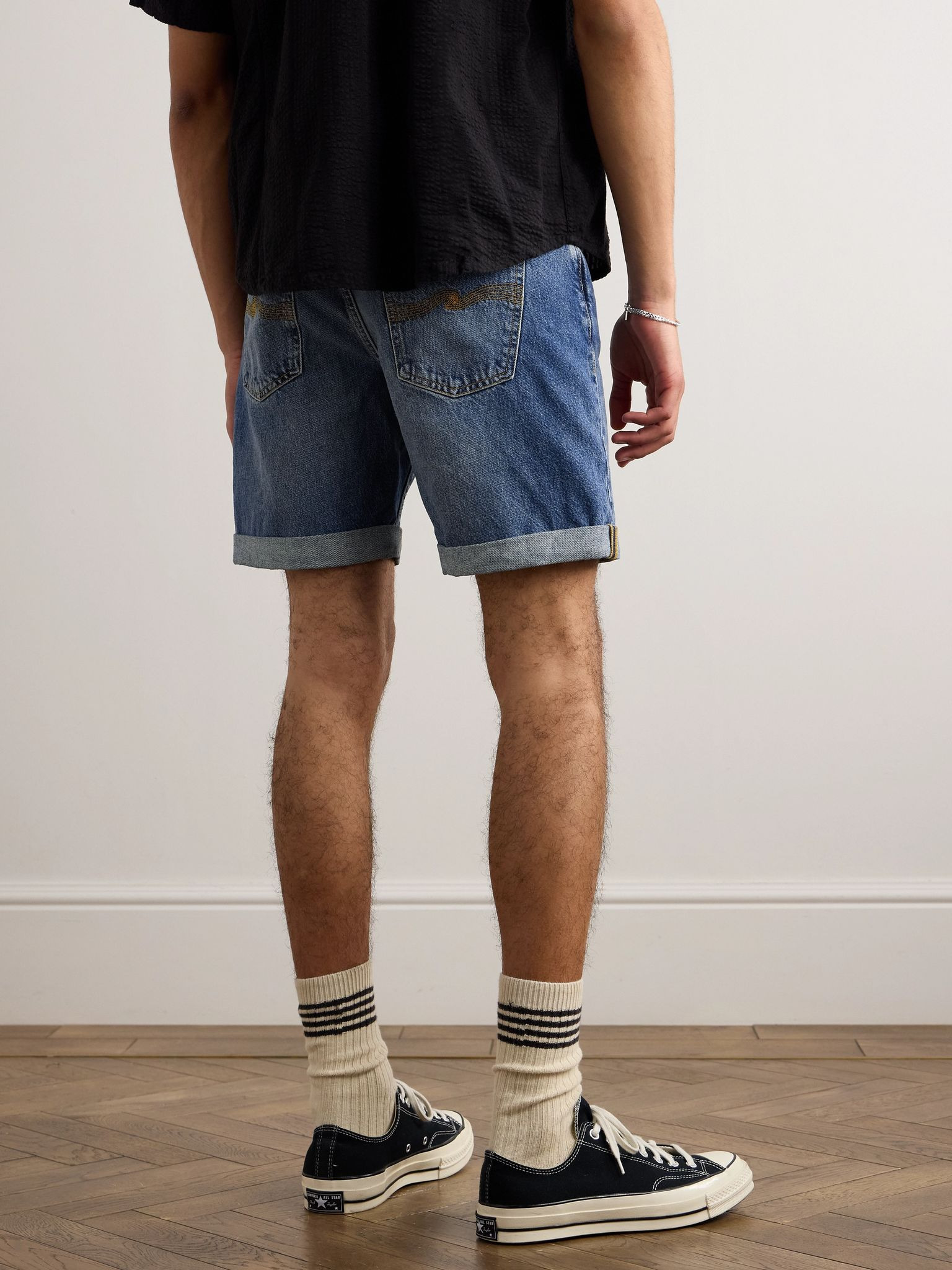 Josh Straight-Leg Denim Shorts Blue - 3