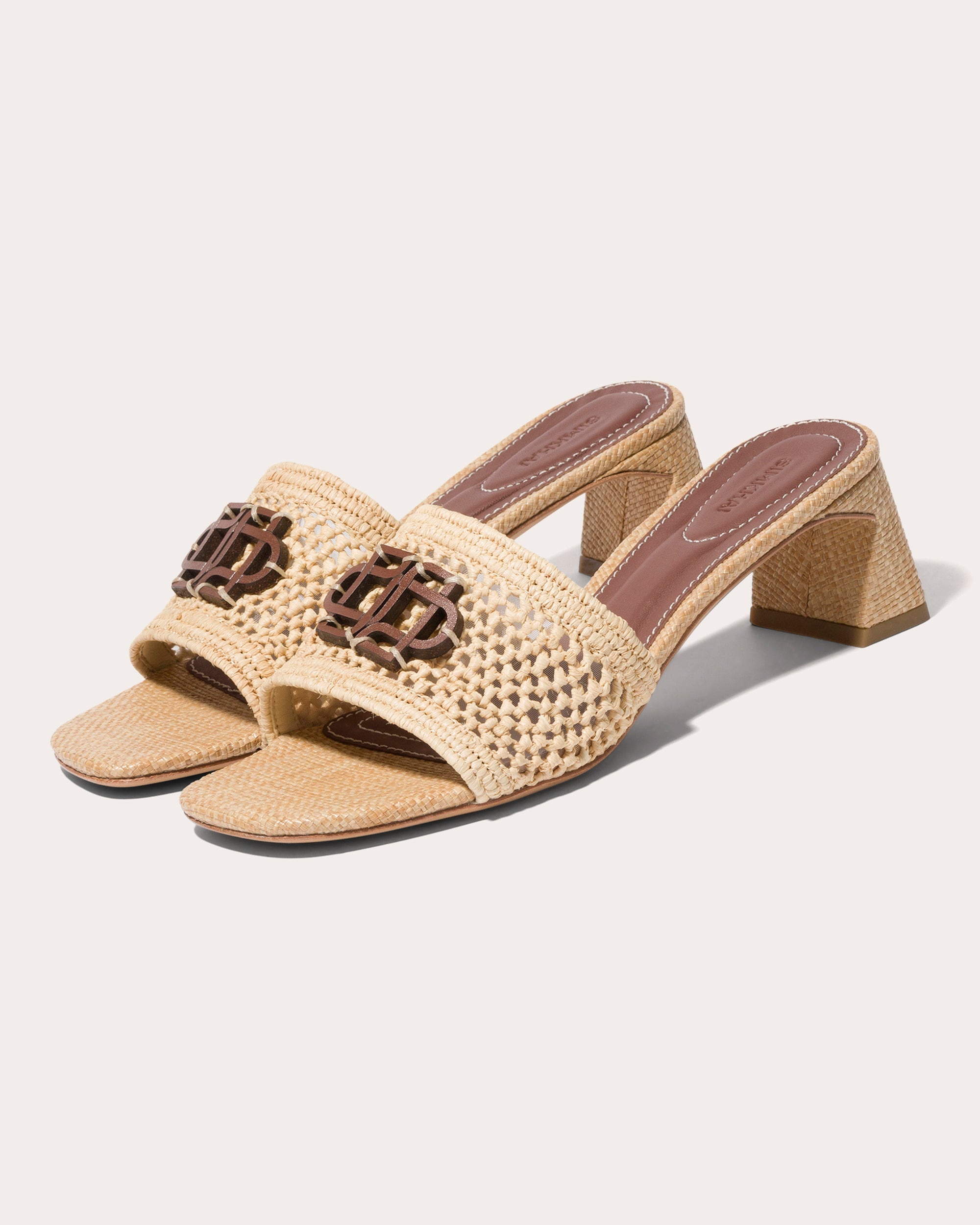 Sydney Monogram Raffia Block-Heel Sandal - 3