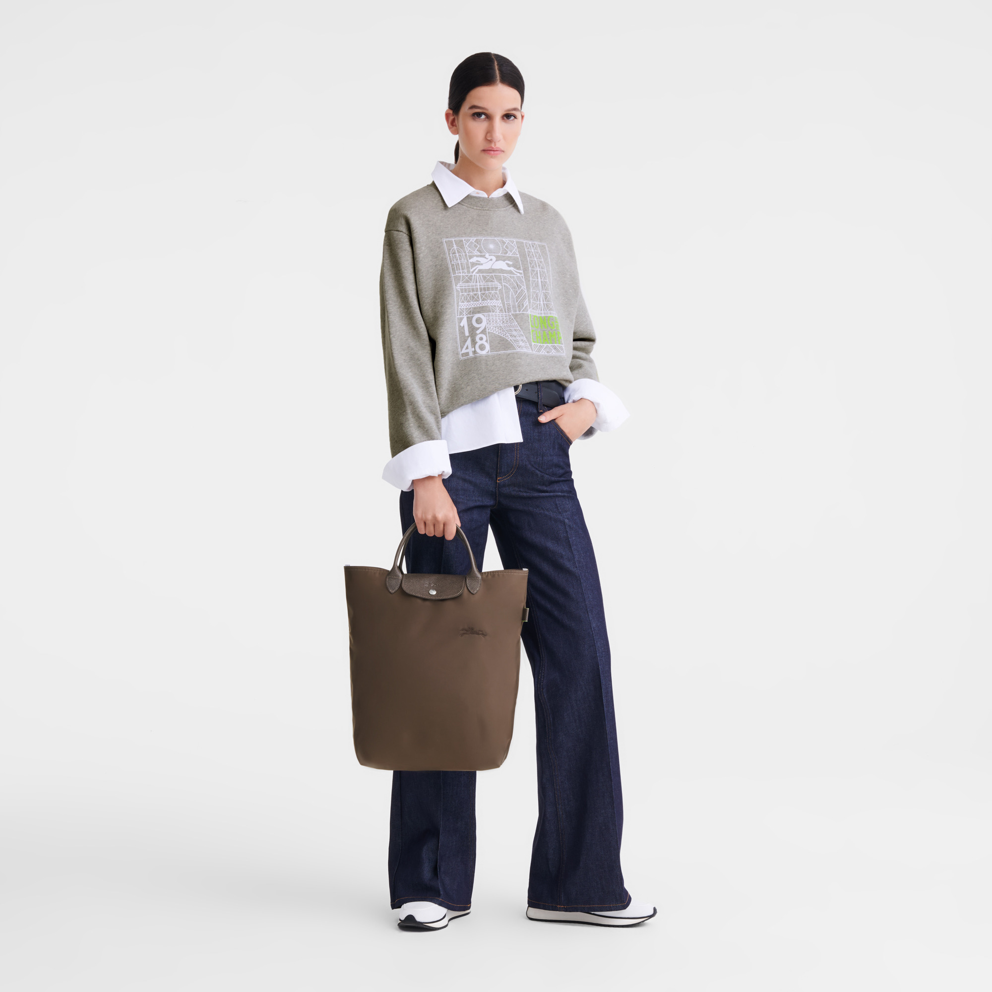 Le Pliage Green M Tote bag Terra - Canvas - 2