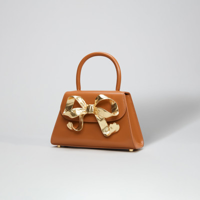 self-portrait The Bow Mini in Tan with Gold Hardware outlook