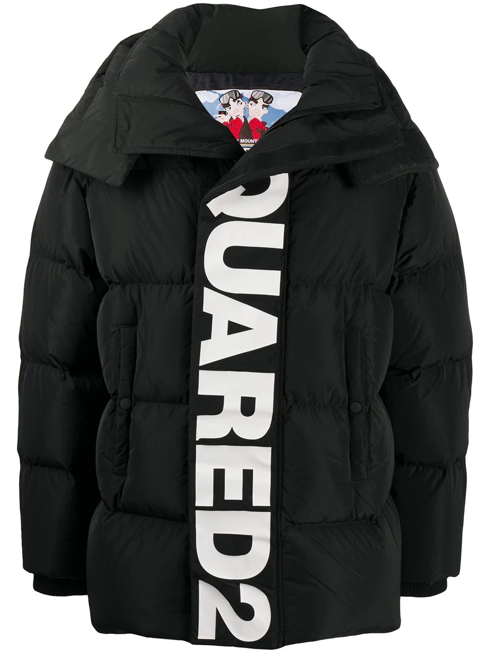 logo-print padded coat - 1