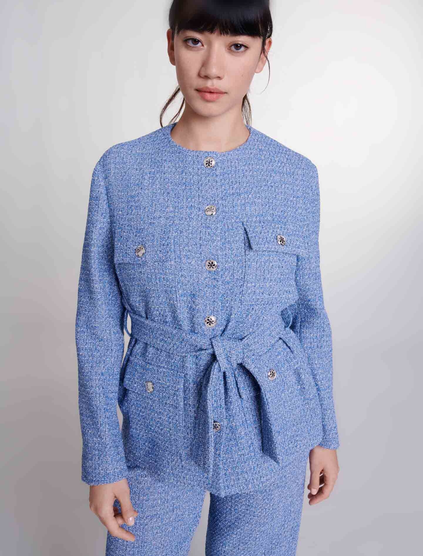 Belted tweed jacket - 4