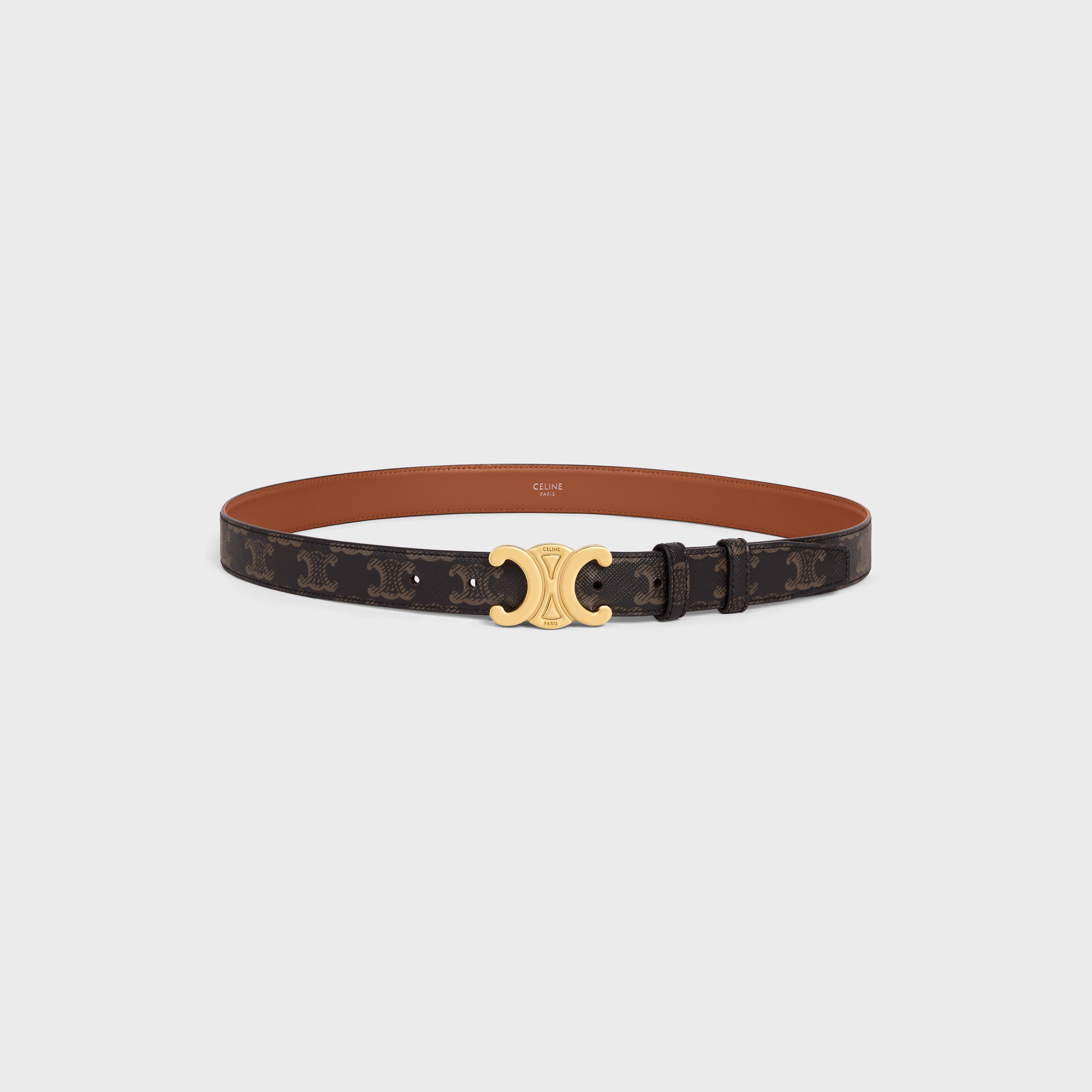 ベルト Celine Celine Medium Reversible Framed Triomphe Belt In Taur Women's Medium reversible framed Triomphe belt in taurillon