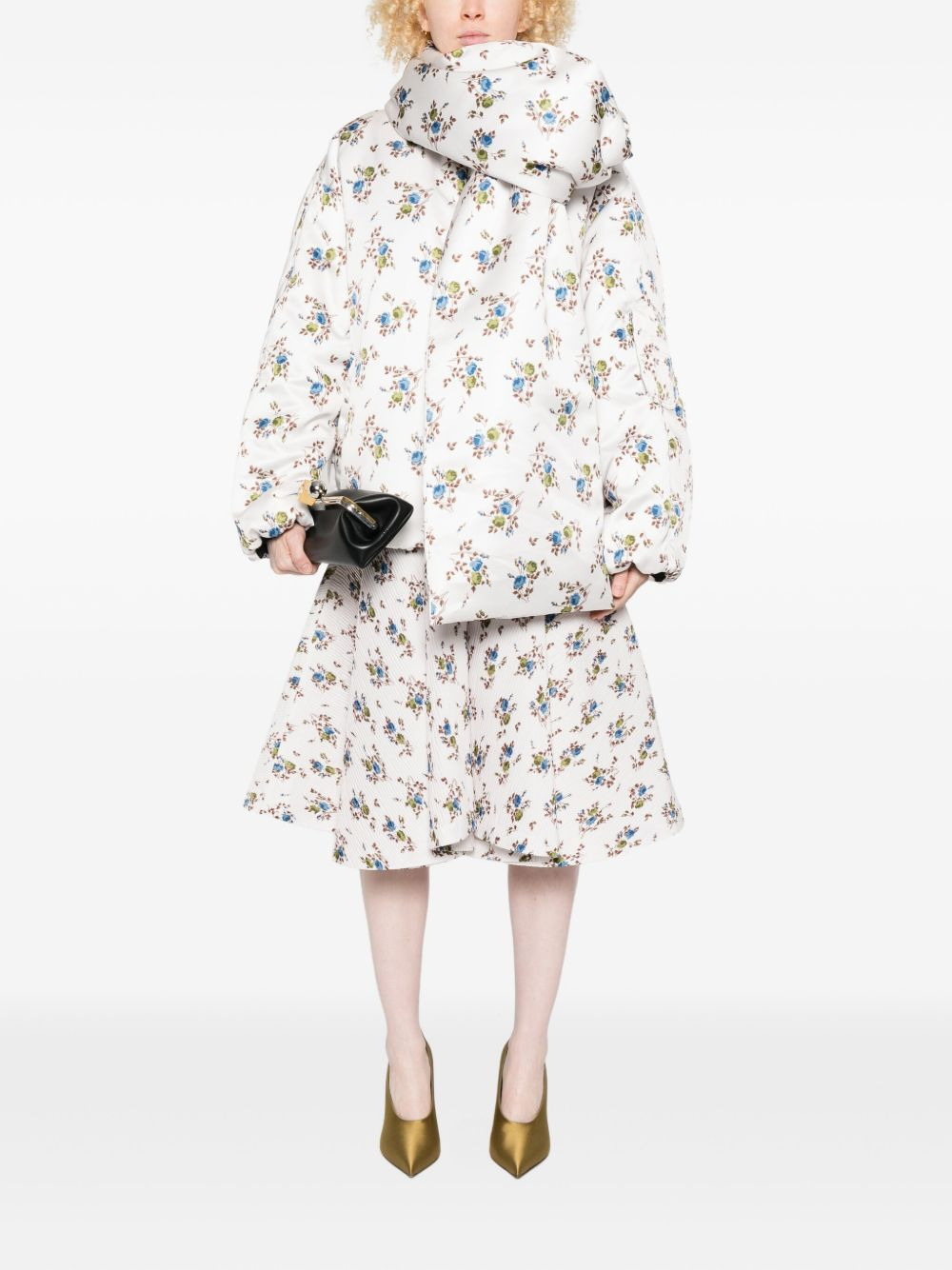 floral-print balloon-sleeves jacket - 2