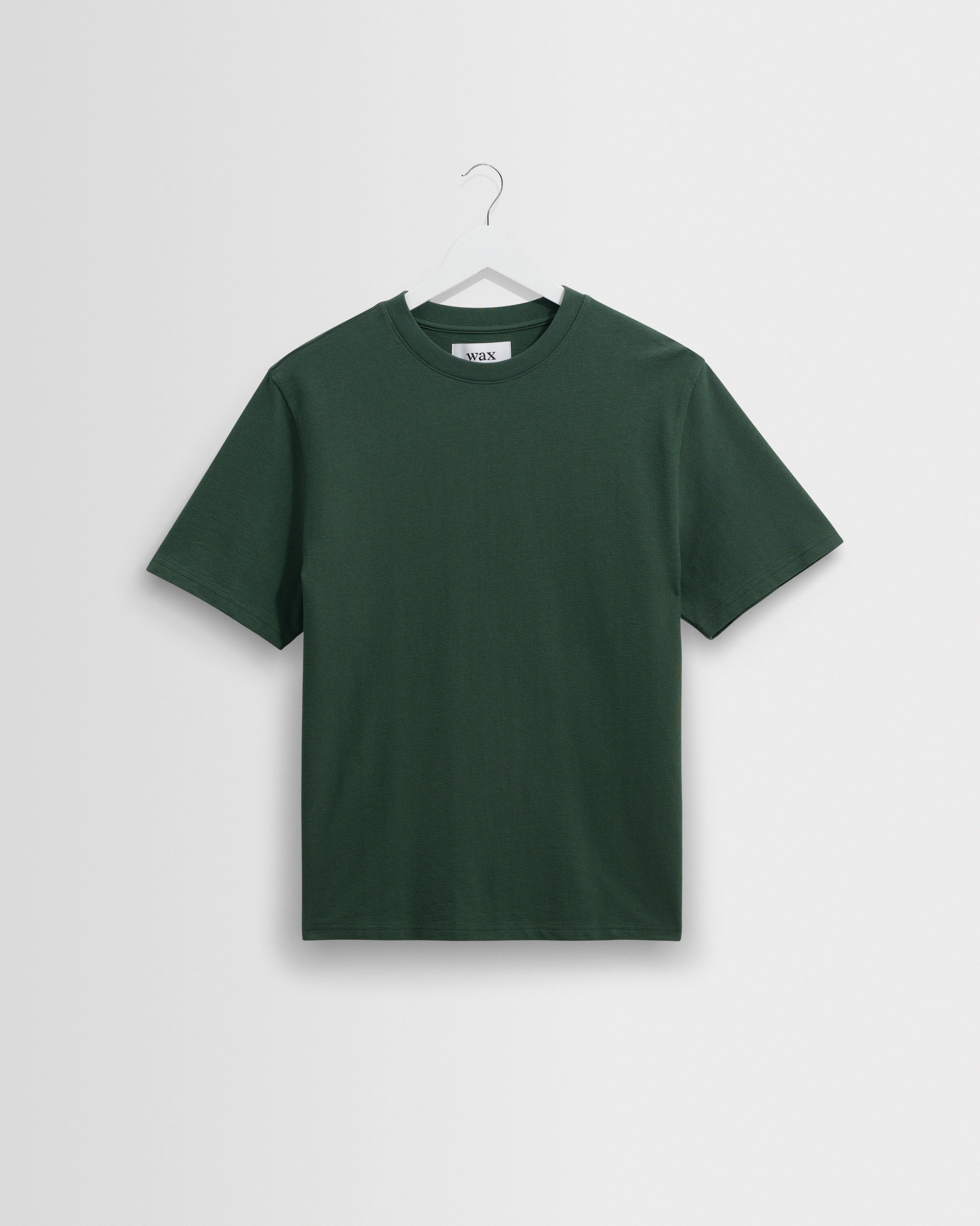 Dean - Dark Green Textured Organic Cotton T-Shirt - 1