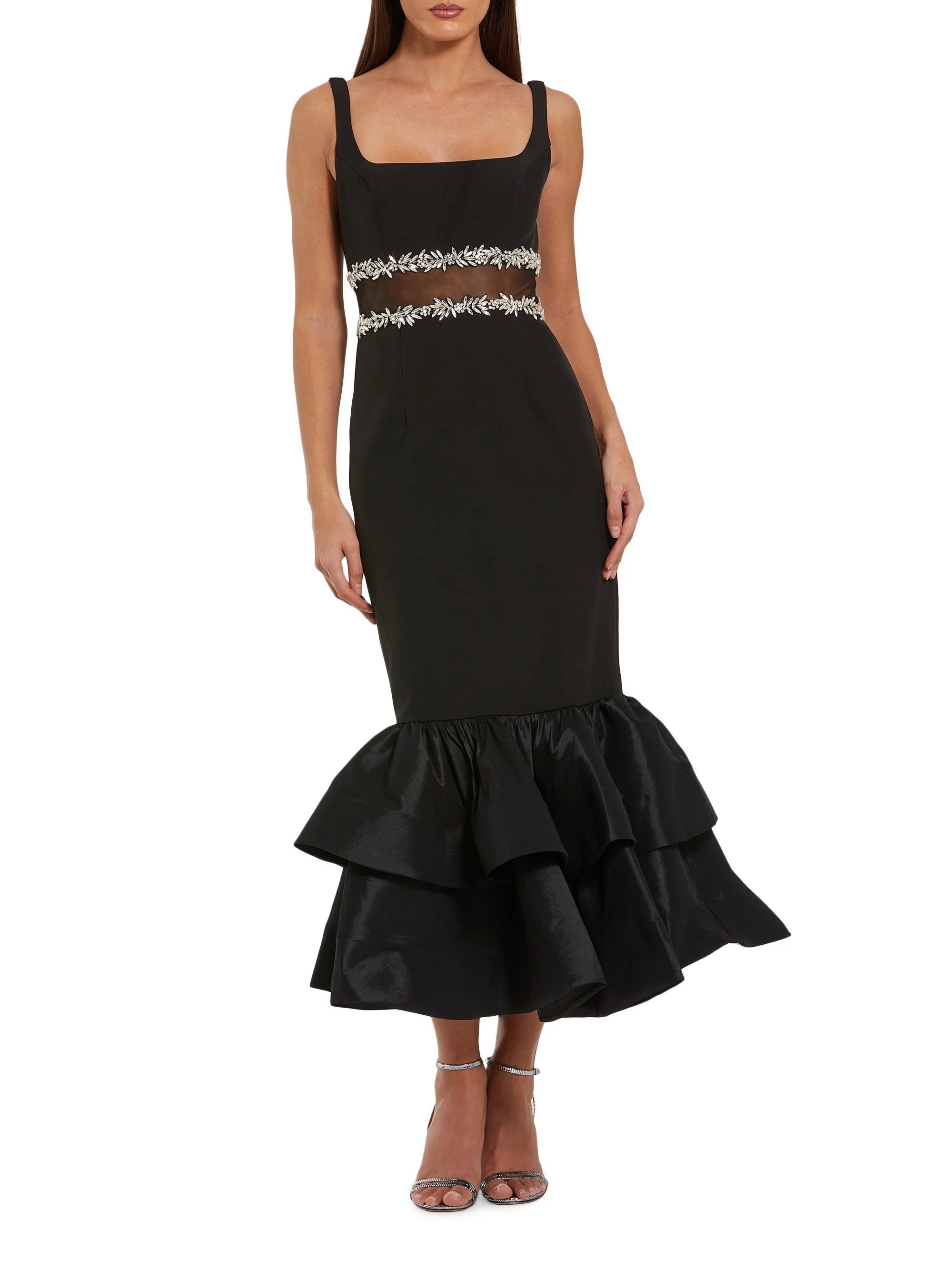 Women's Beaded Mermaid Midi-Dress - Black - 1