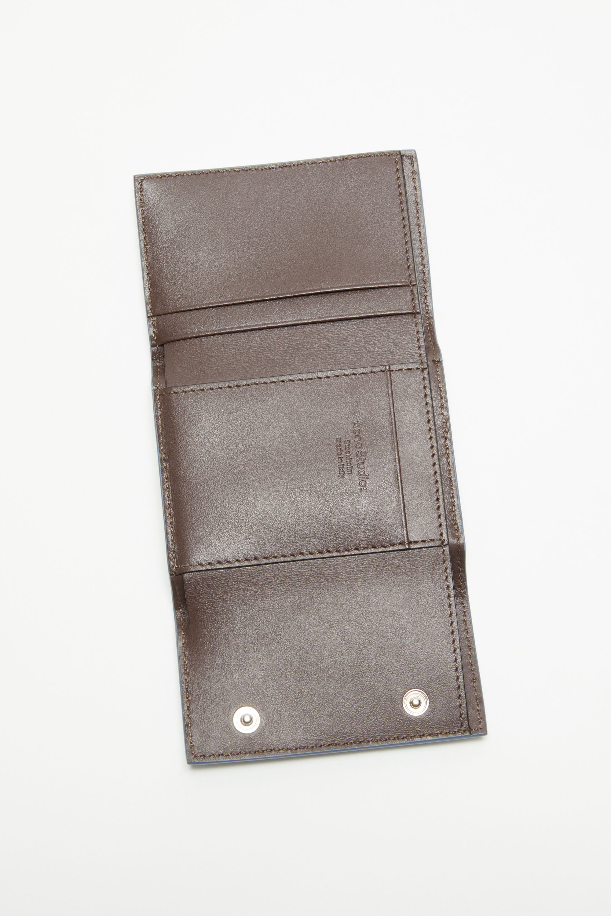 Trifold leather wallet - Baby blue/brown - 6