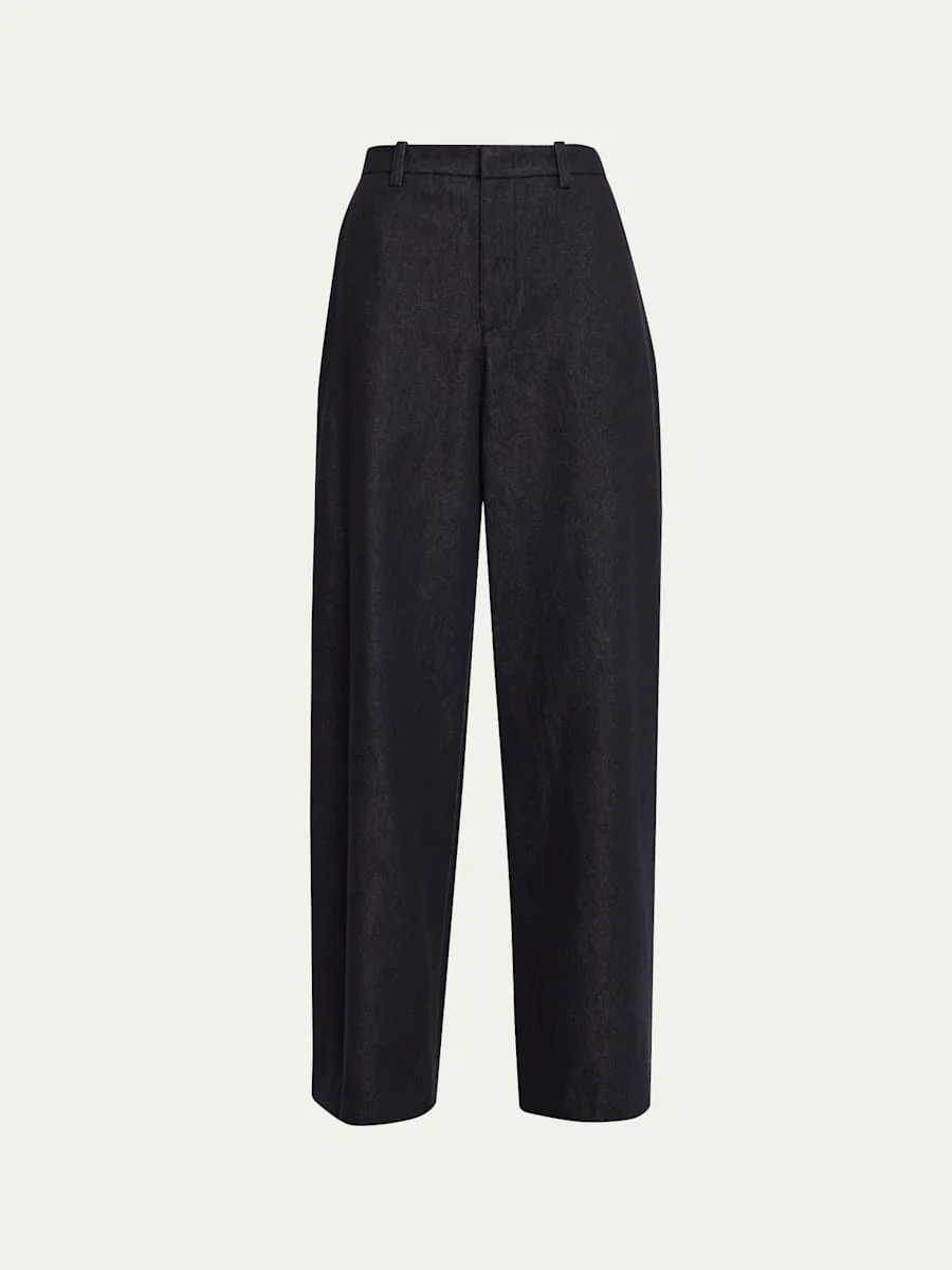 High-Rise Cotton Twill Pants - 1