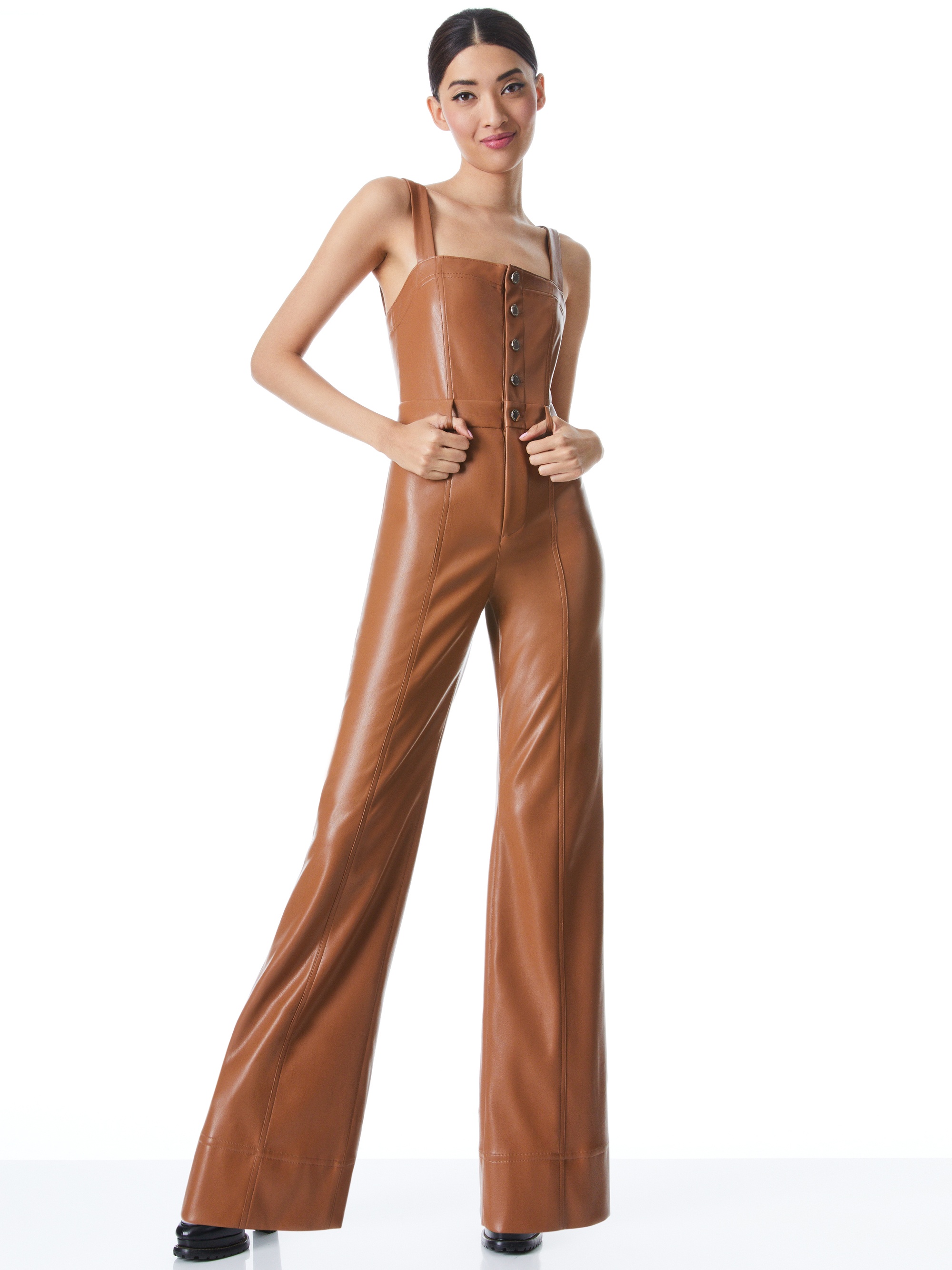 LINETTE VEGAN LEATHER SLEEVELESS JUMPSUIT - 2