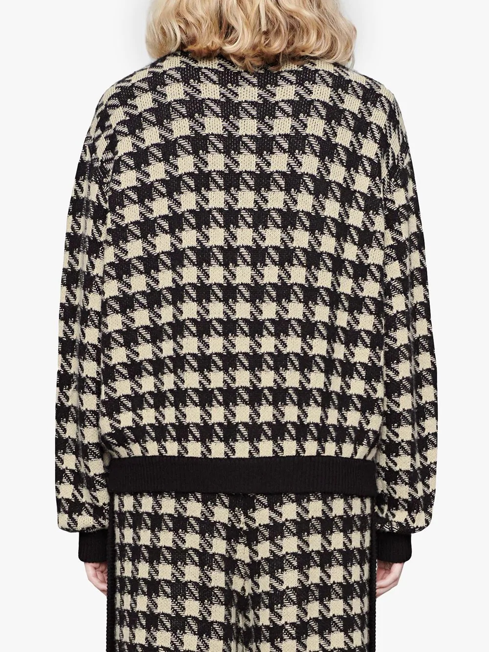 houndstooth pattern bomber jacket - 4