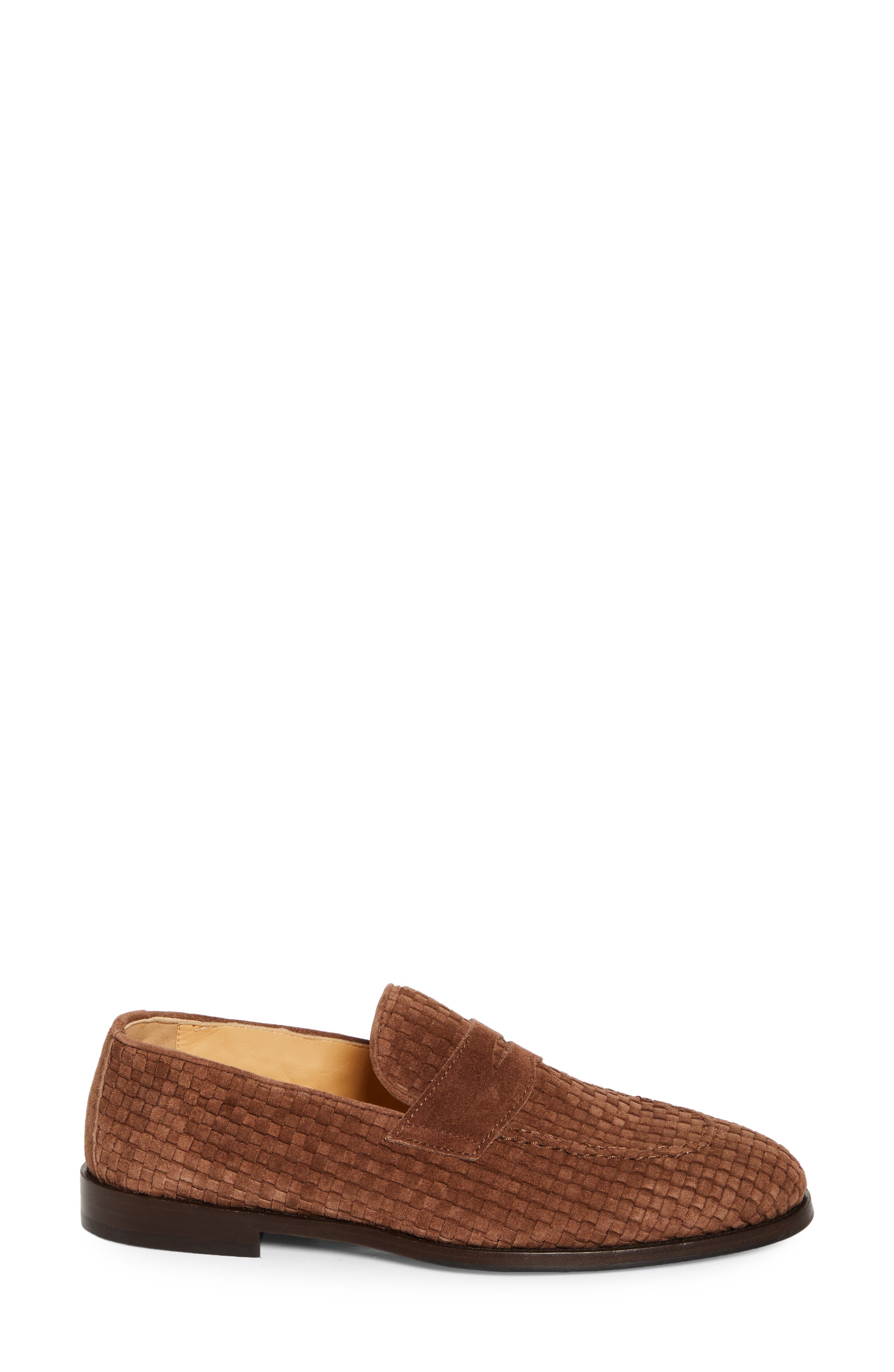 Brunello Cucinelli Woven Penny Loafer in C7655 Brown at Nordstrom - 3