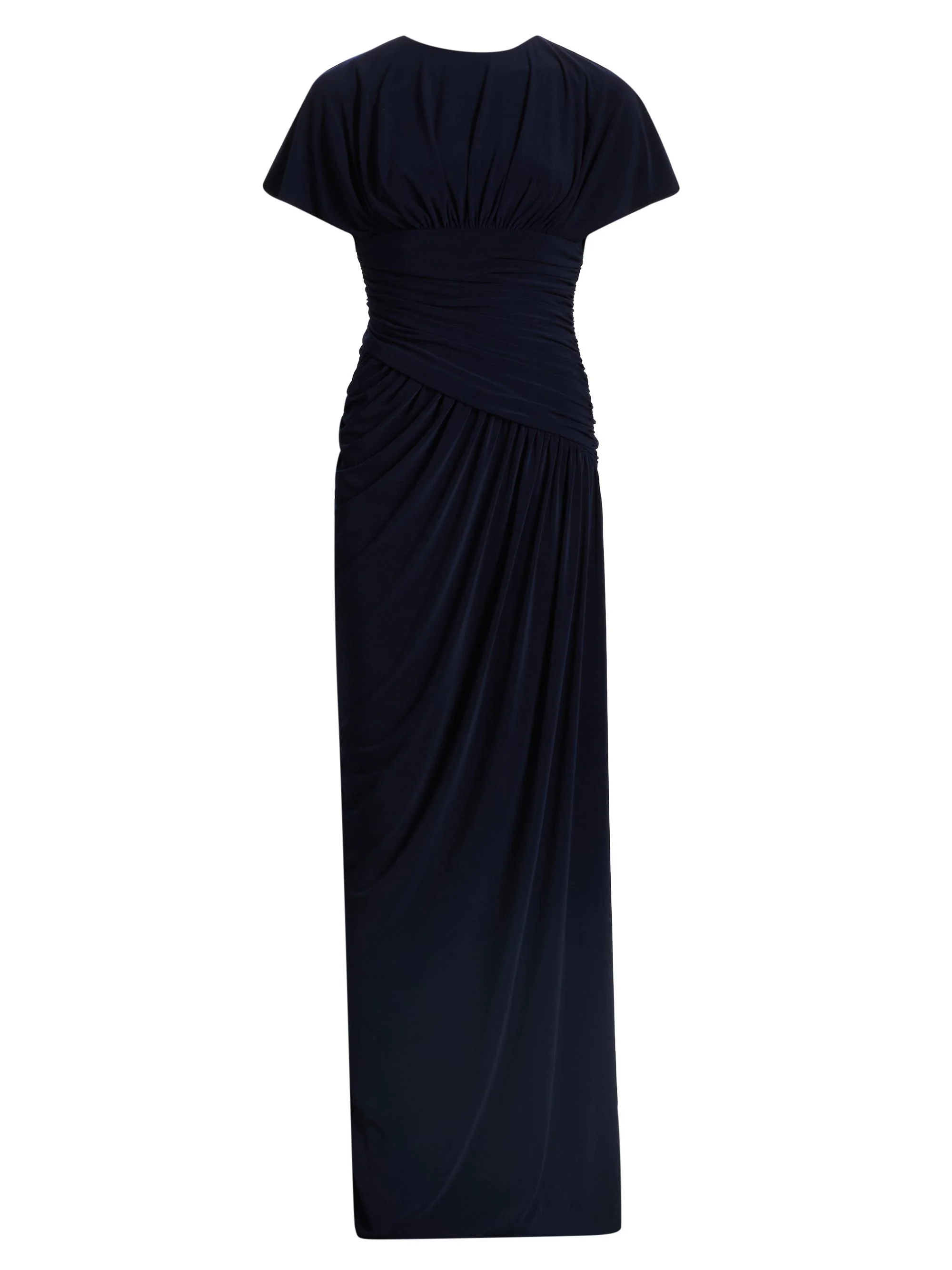 Women's Draped Jersey Column Gown - Navy - 1