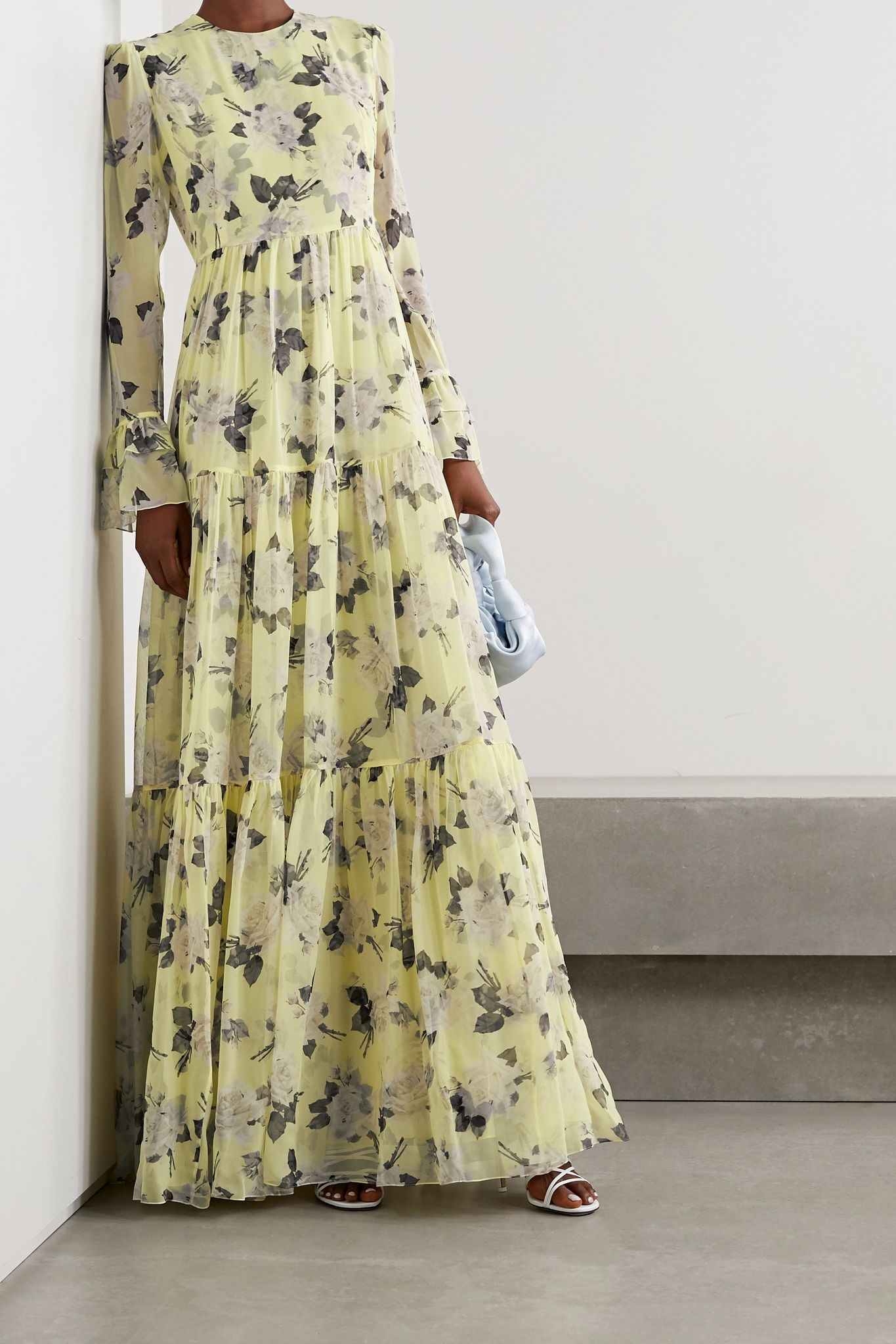 Alvaro tiered floral-print silk crepe de chine gown - 2