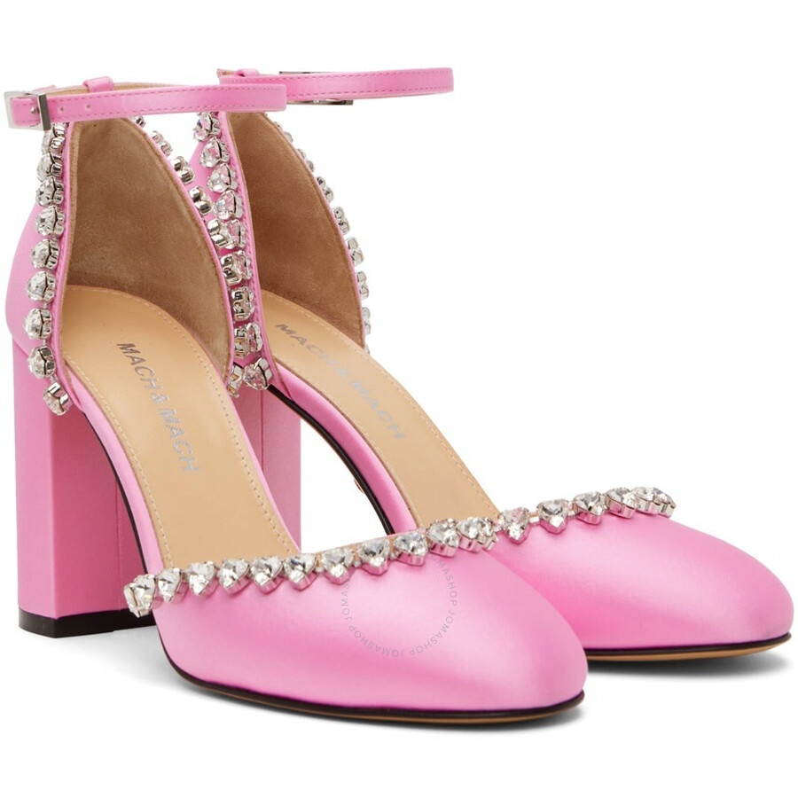 Mach & Mach Audrey 95 Crystal Heart Satin Pumps - 3