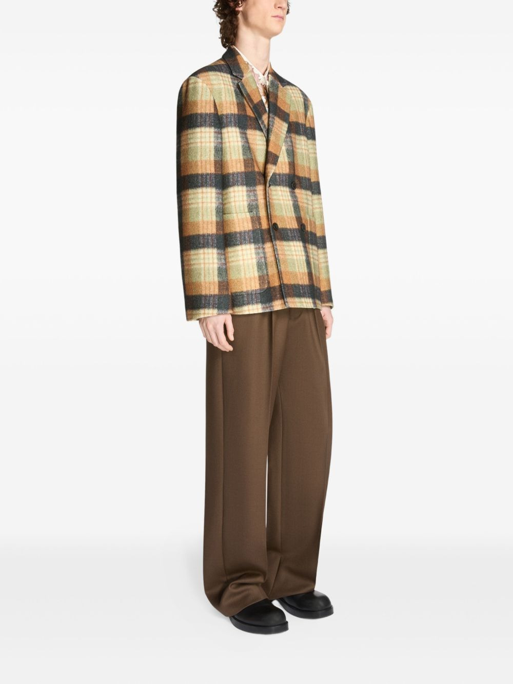 checked double-breasted blazer - 3