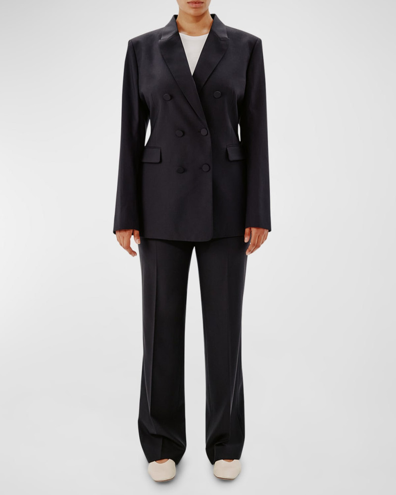 Another Tomorrow Wool Double-Breasted Blazer Jacket outlook