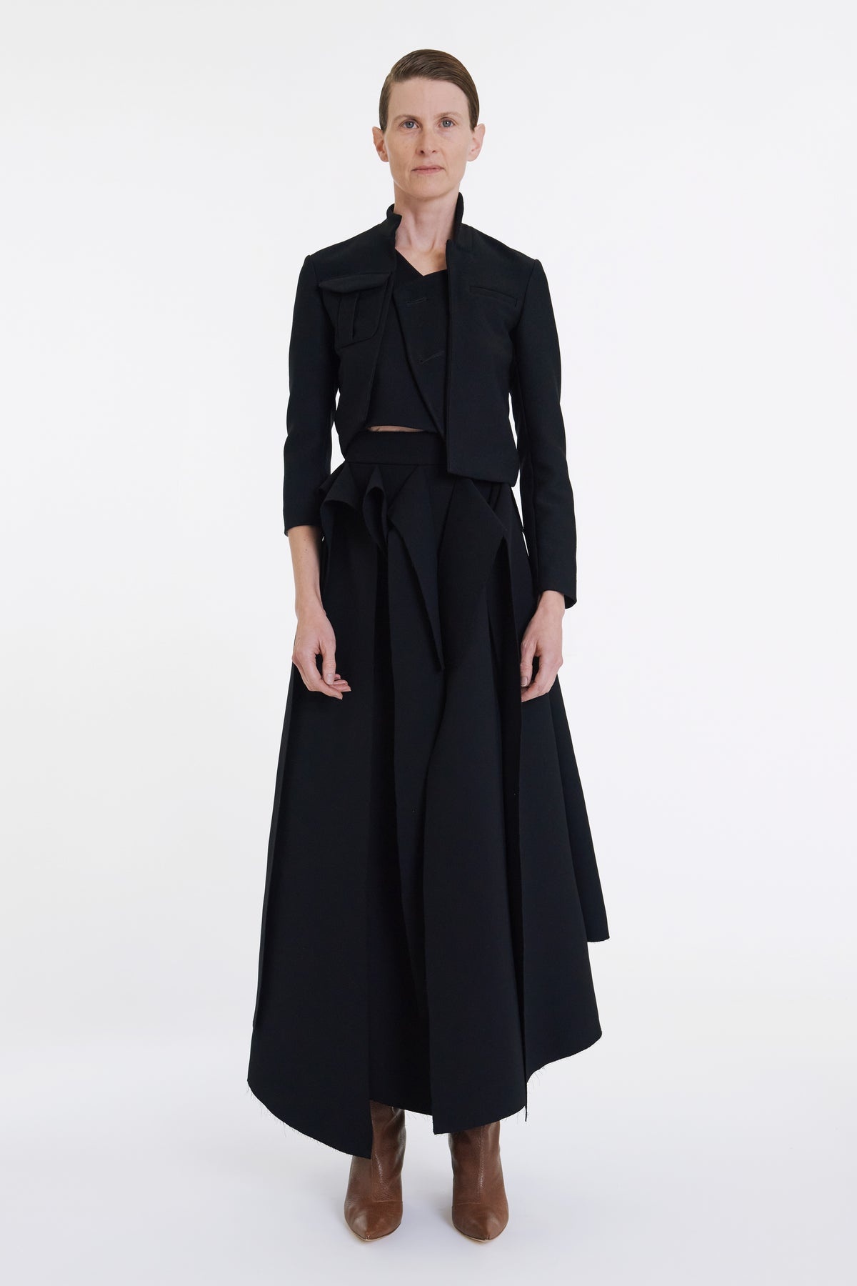 CROPPED ASYMMETRIC JACKET BLACK - 4
