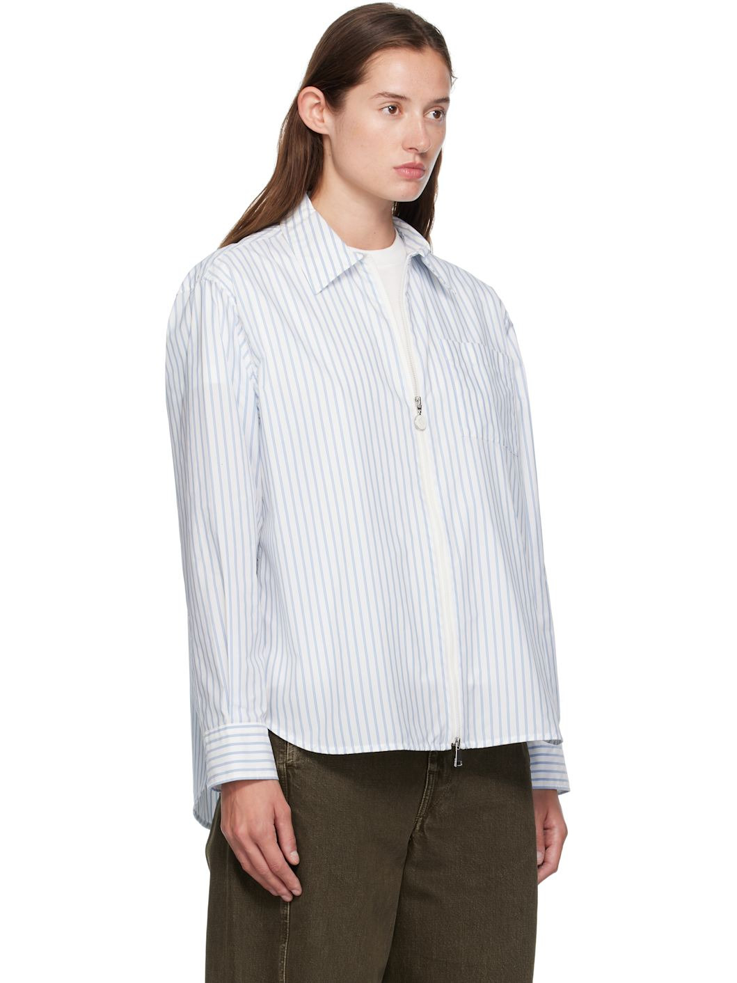 White & Blue Striped Shirt - 2